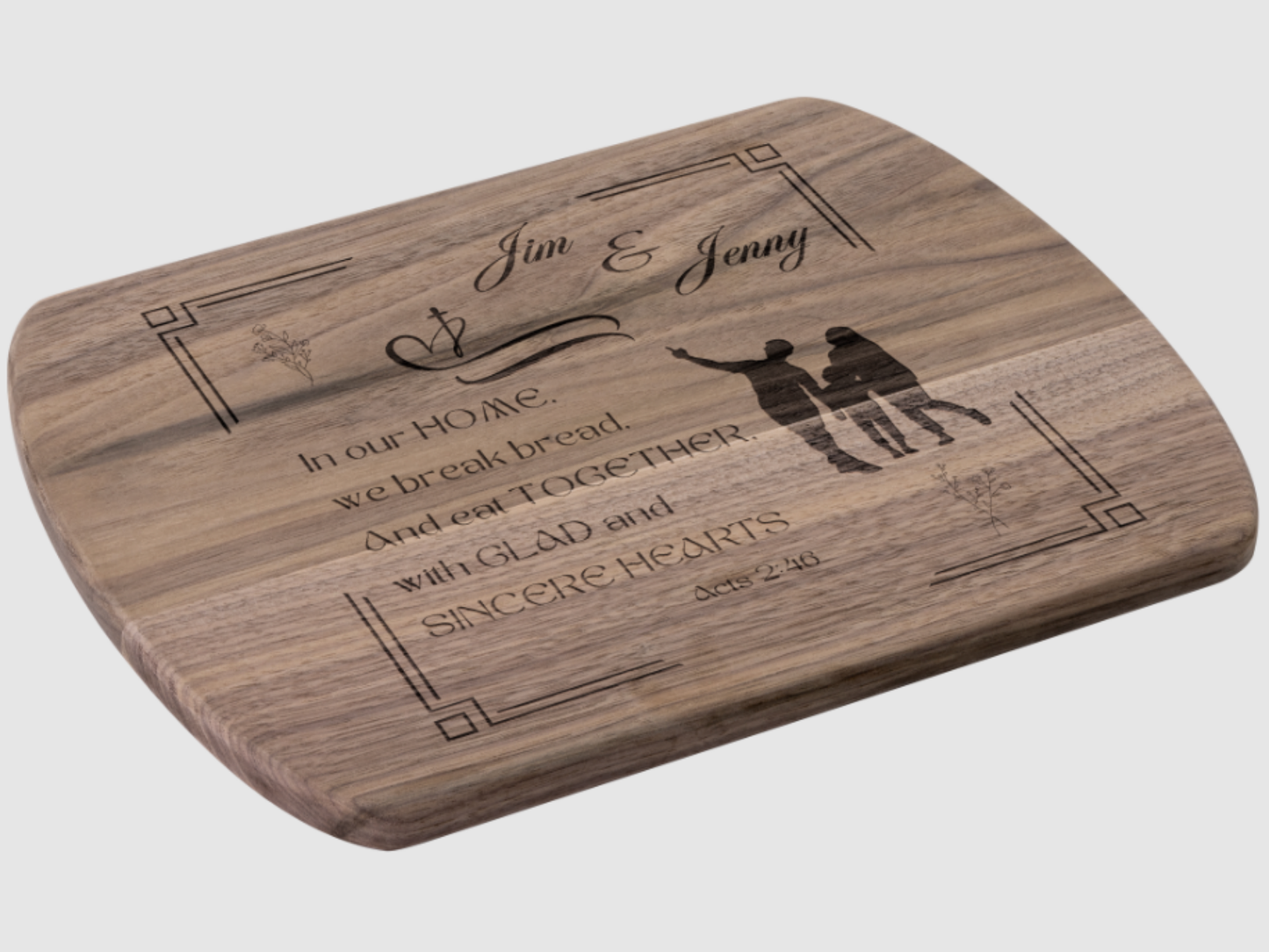 Personalized Christian Cutting Board – Acts 2:46  Religious Kitchen Decor Gifts