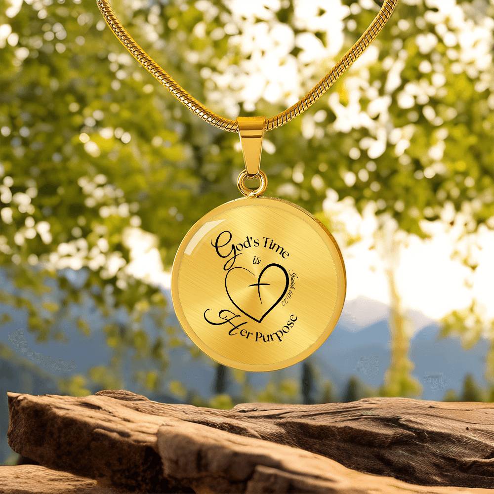 God’s Time Is Her Purpose Necklace – Isaiah 60:22 Circle Pendant