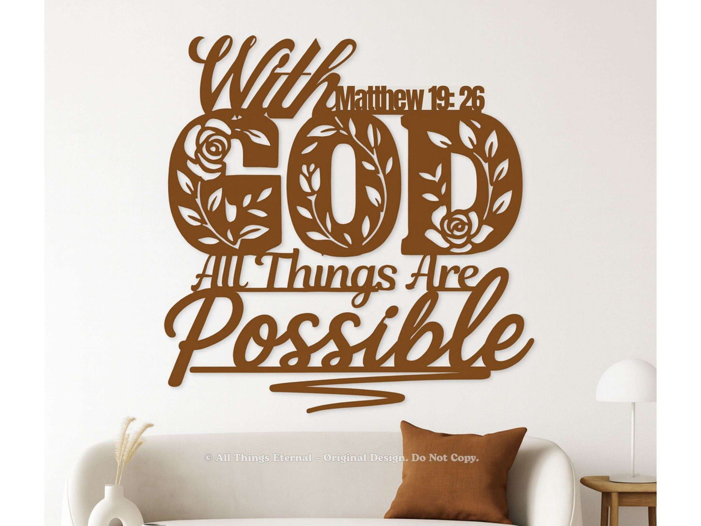 Matthew 19:26 Christian Metal Sign – Inspirational Scripture Wall Decor Gift
