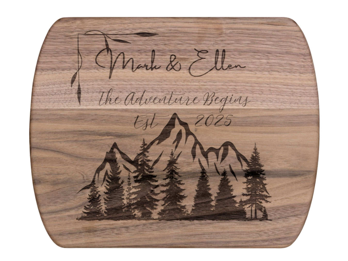 Personalized Camping Couple Cutting Board -Custom Name & Date – Outdoor Adventure Kitchen Decor