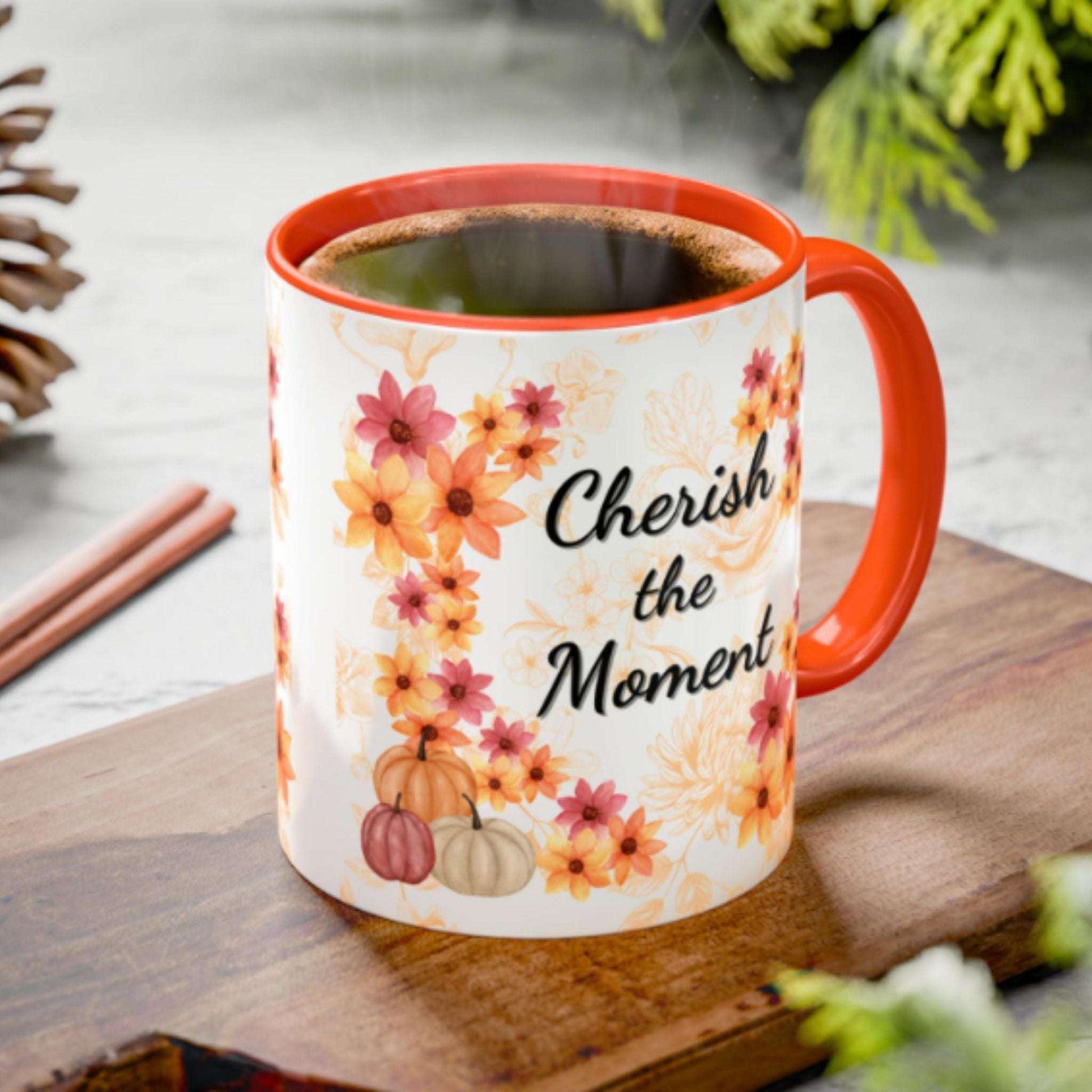 Fall Flowers Coffee Mug 11oz | Ceramic Tea Cup | Inspirational