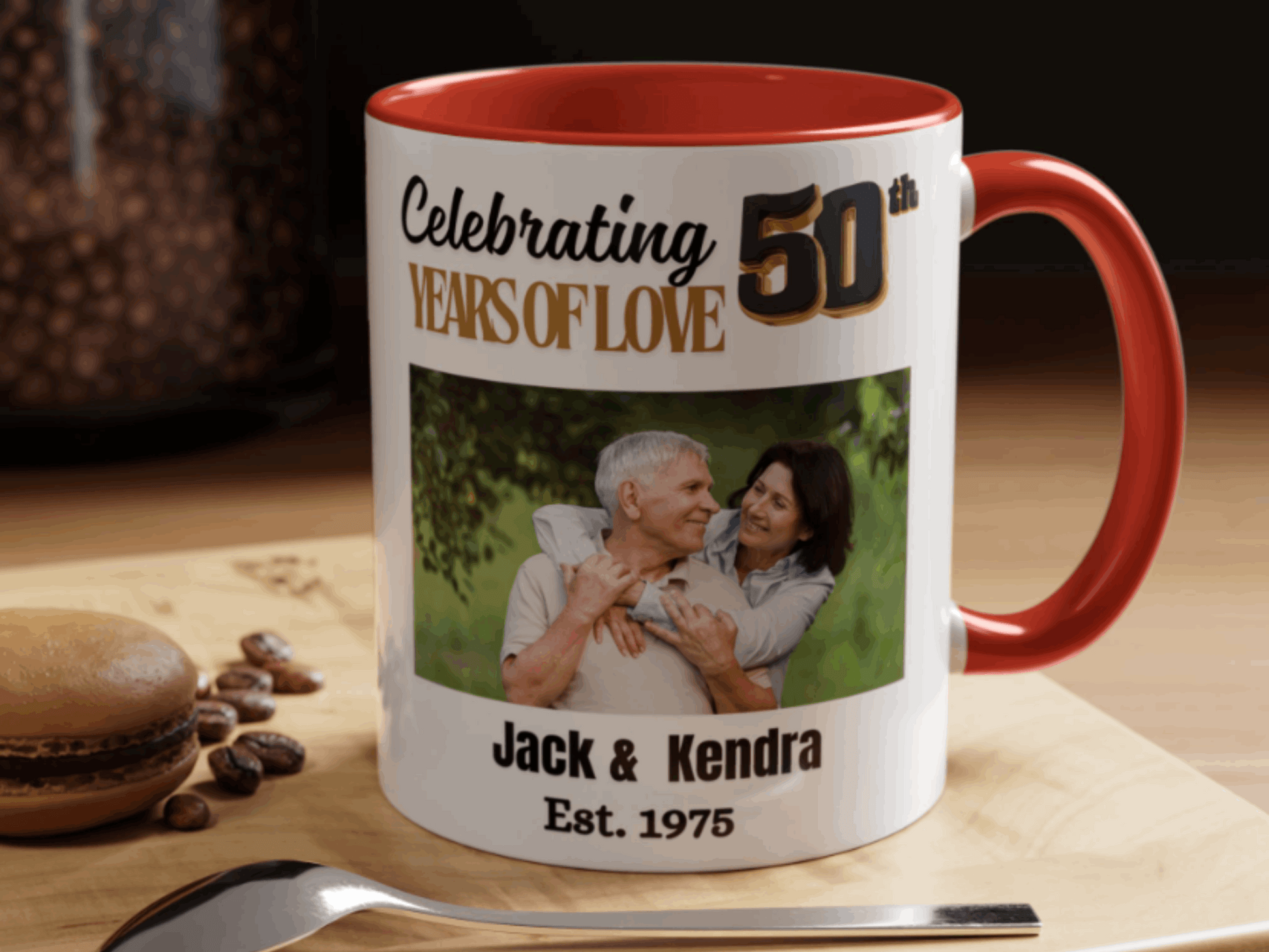 Custom 50th Anniversary Photo Mug-  Golden Wedding Gift for Couple