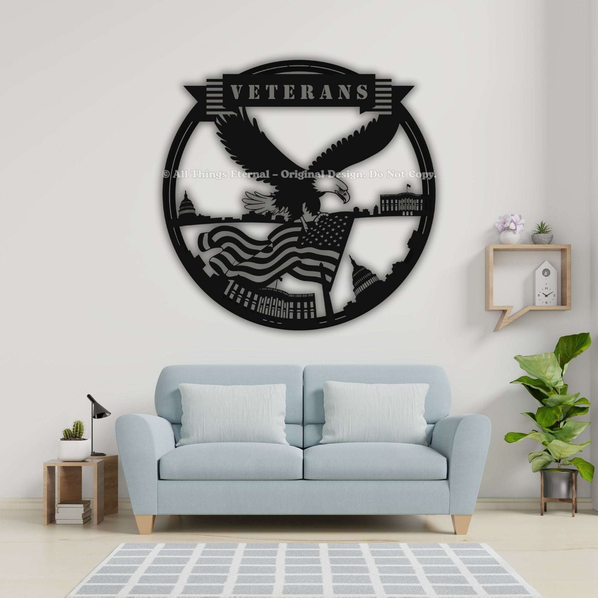 Custom Name Veterans Metal Wall   Hanging Art  Sign-Veterans Day Gift