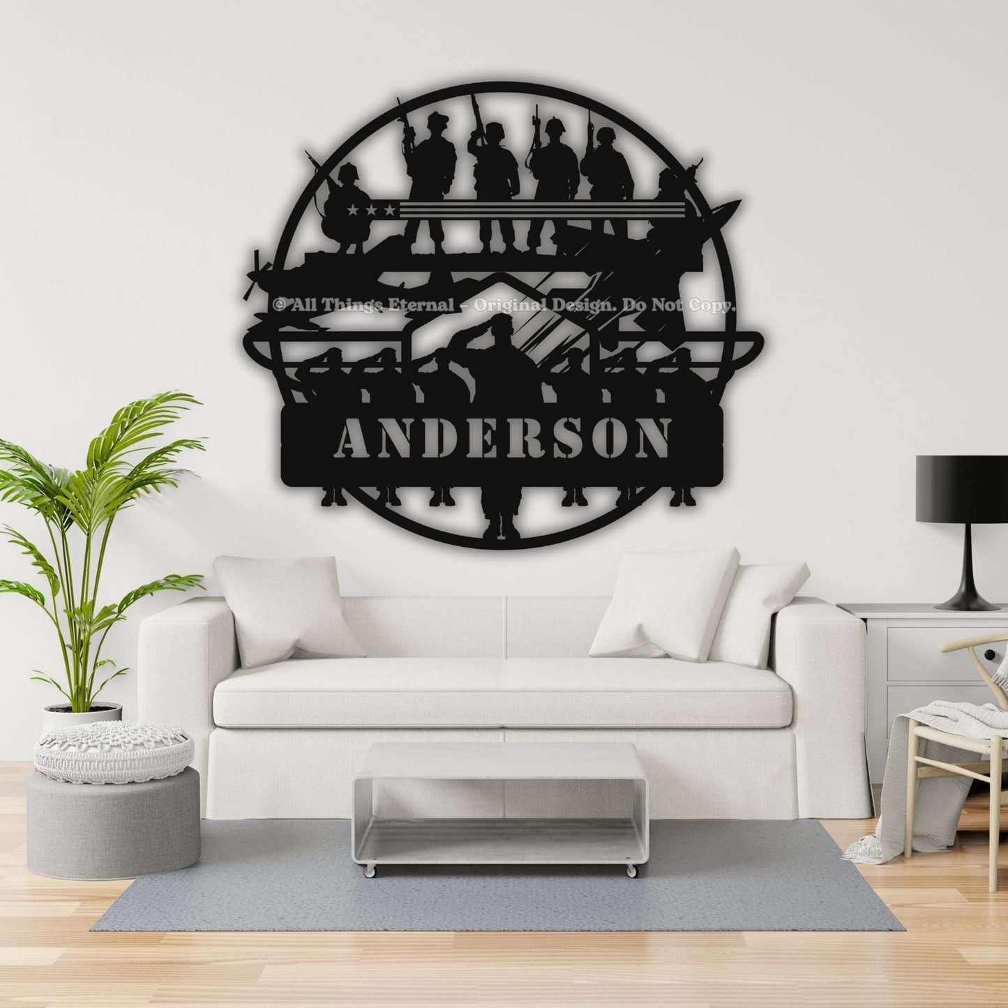 Custom Name Patriotic  Veterans & Soldiers Metal Wall Art Sign