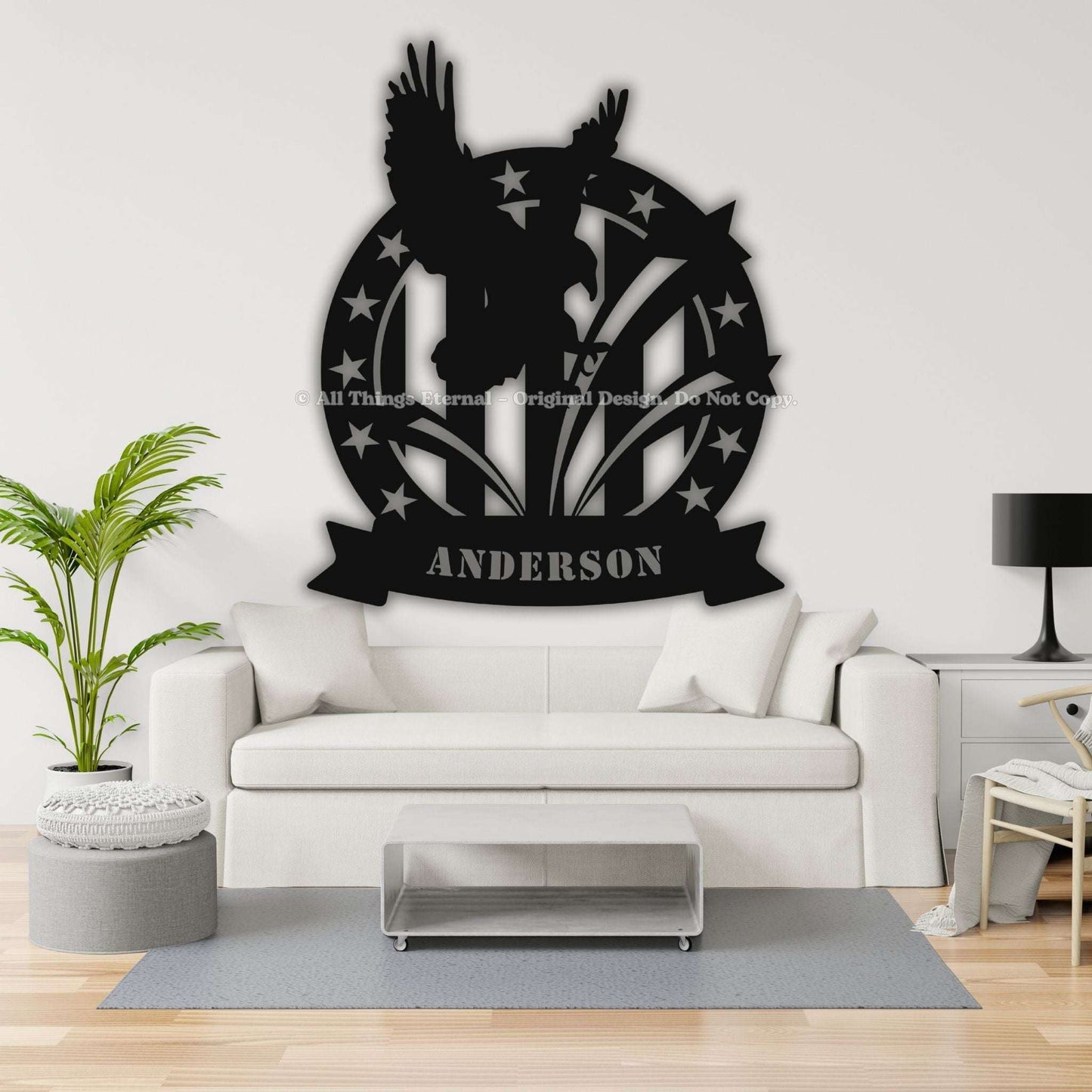 Custom Patriotic Eagle Metal  Wall Art Sign - USA Flag Military Gifts