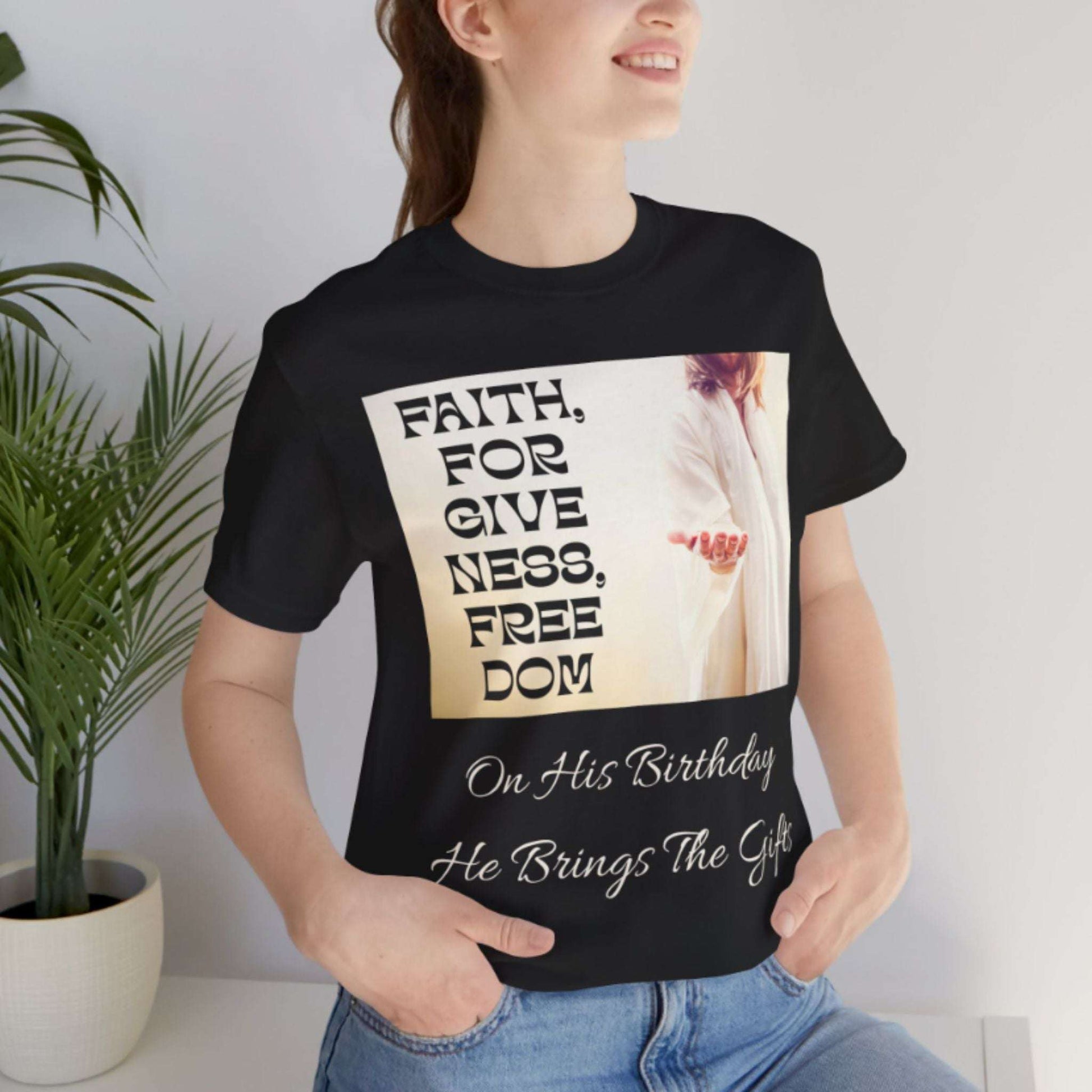 Faith Christmas T-Shirt – Christian Holiday Tee with Jesus Graphic