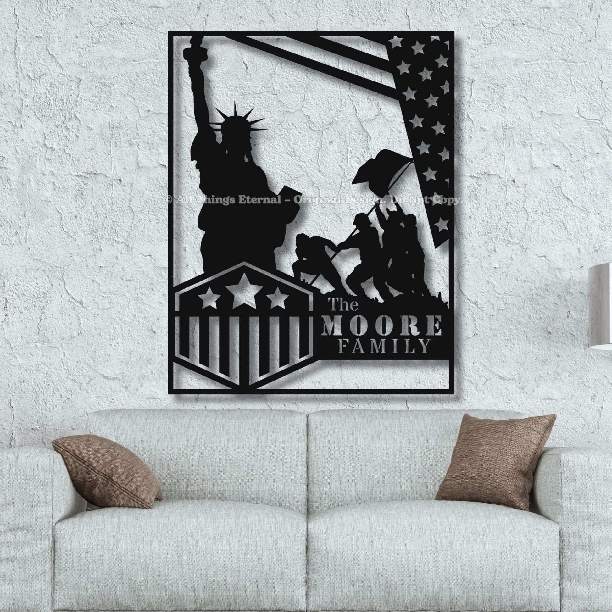 Custom Patriotic Metal Sign - Independence Day Gift for Veterans