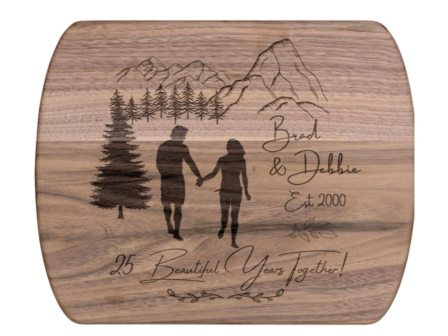 Personalized 25 Years Together Cutting Board- Custom Anniversary Gift for Couple Outdoorsy