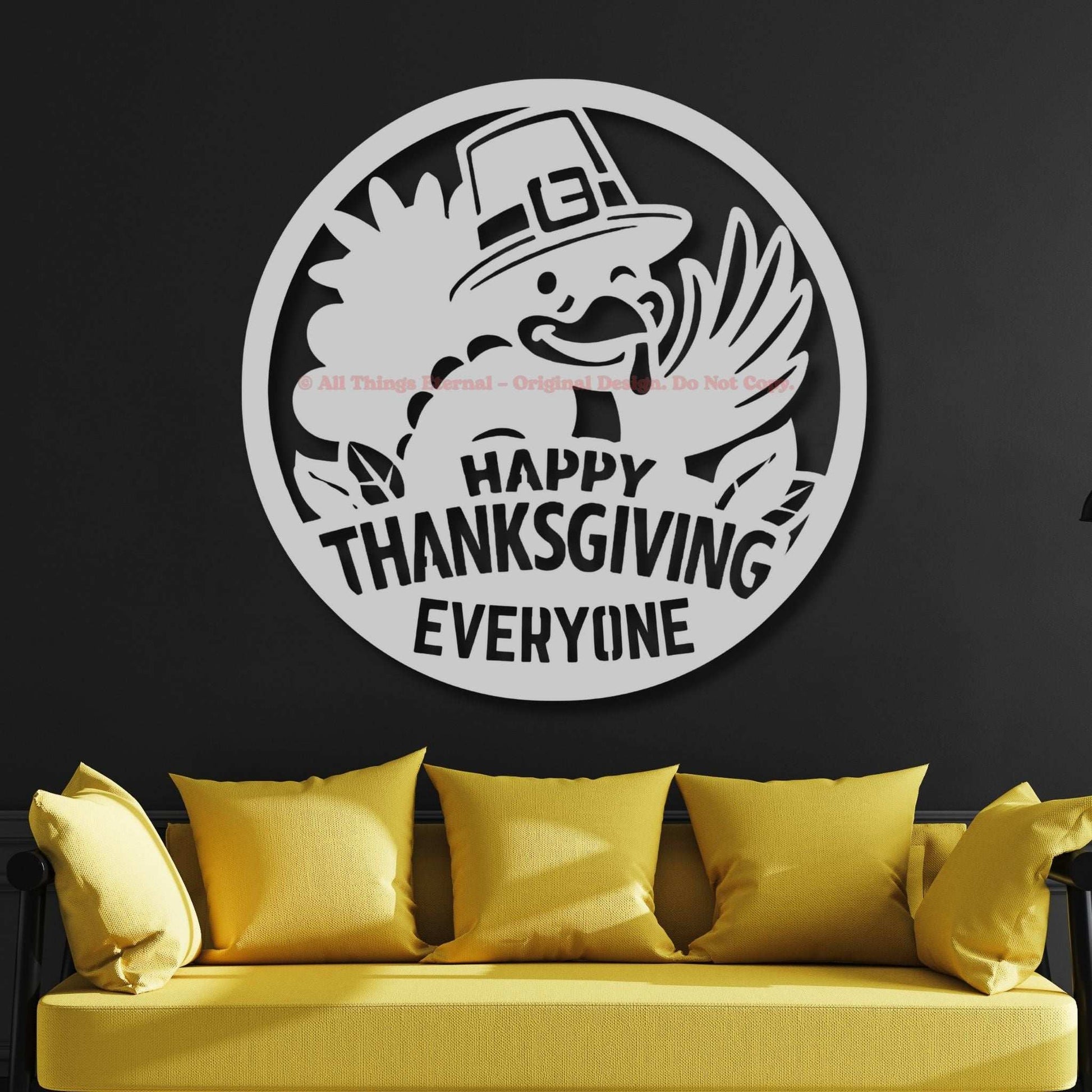 Happy Thanksgiving Sign - Turkey Metal Wall Art Décor for Home