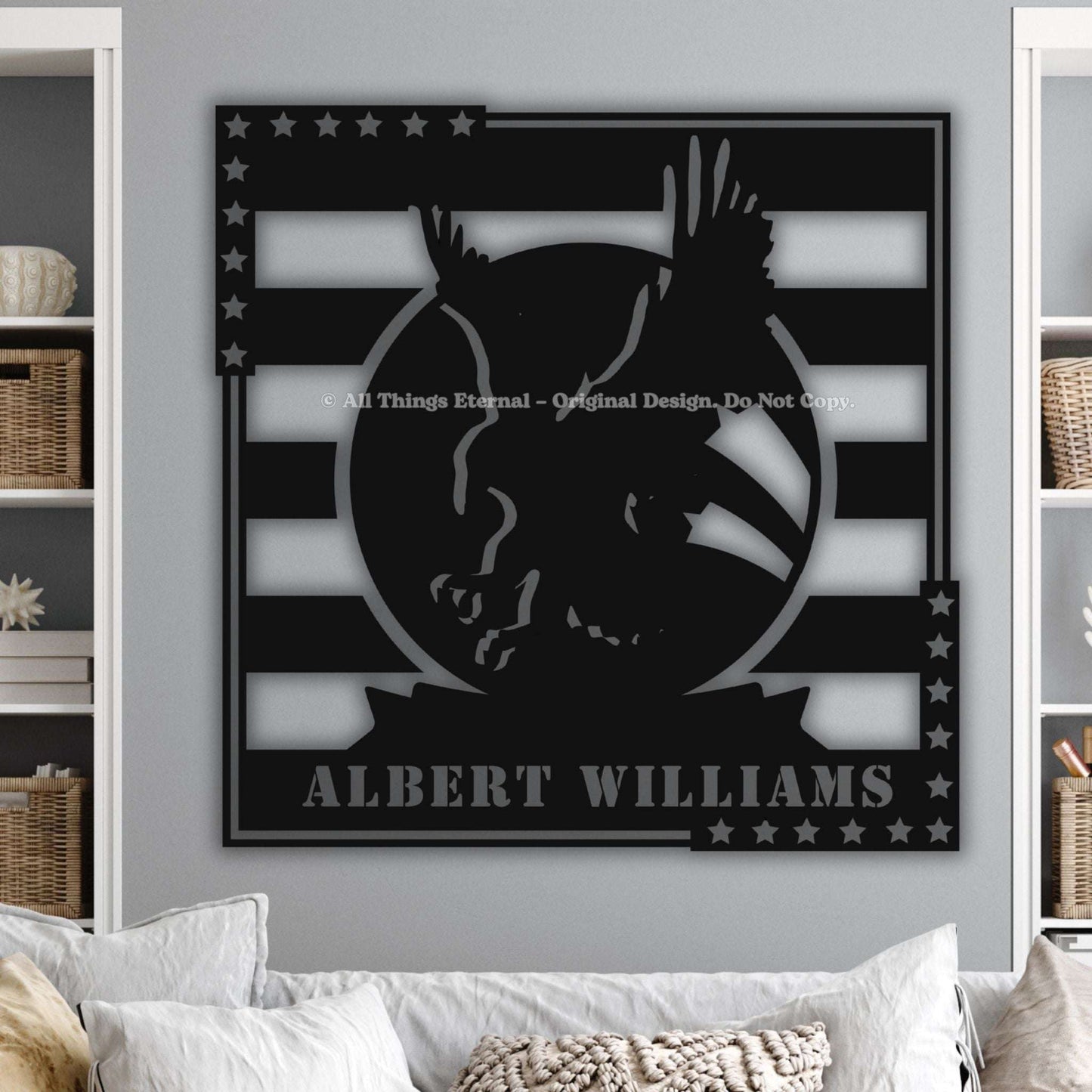 Custom Name Patriotic Veterans Metal Sign Decor Gift