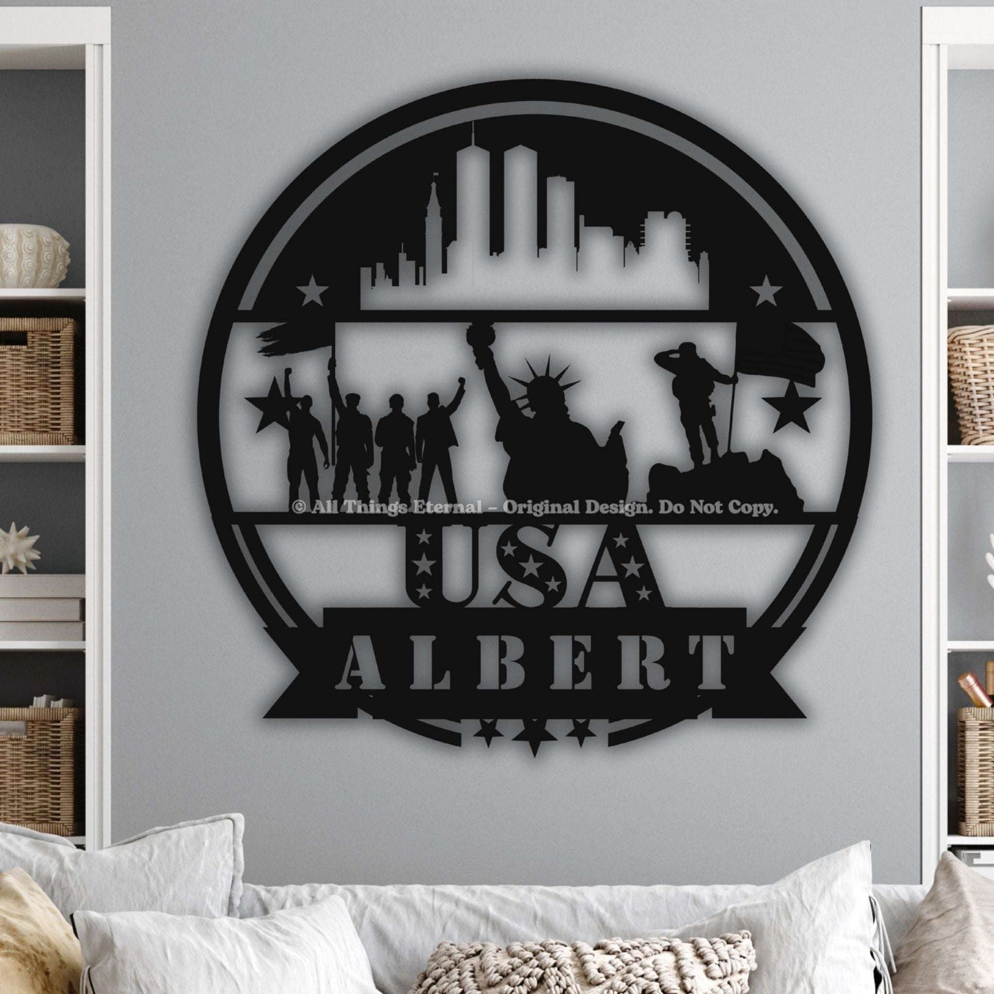 Personalized Patriotic Veterans Metal  Wall Sign