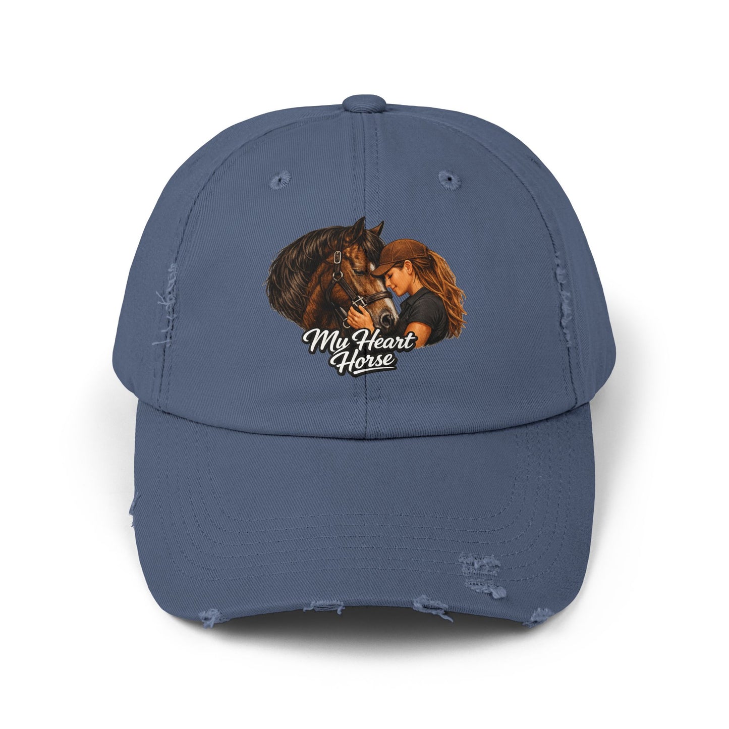 My Heart Horse Distressed Cap — Women's Equestrian Baseball Hat