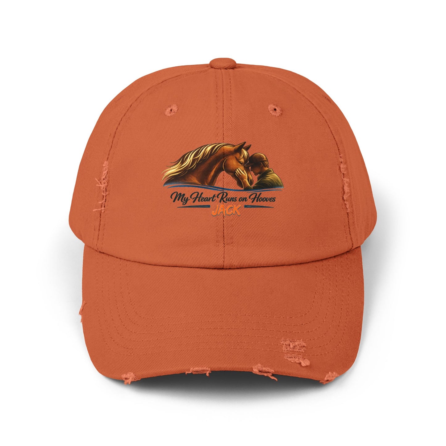 Personalized  Horse Cap — 'My Heart Runs on Hooves' Embroidered Baseball Hat for men