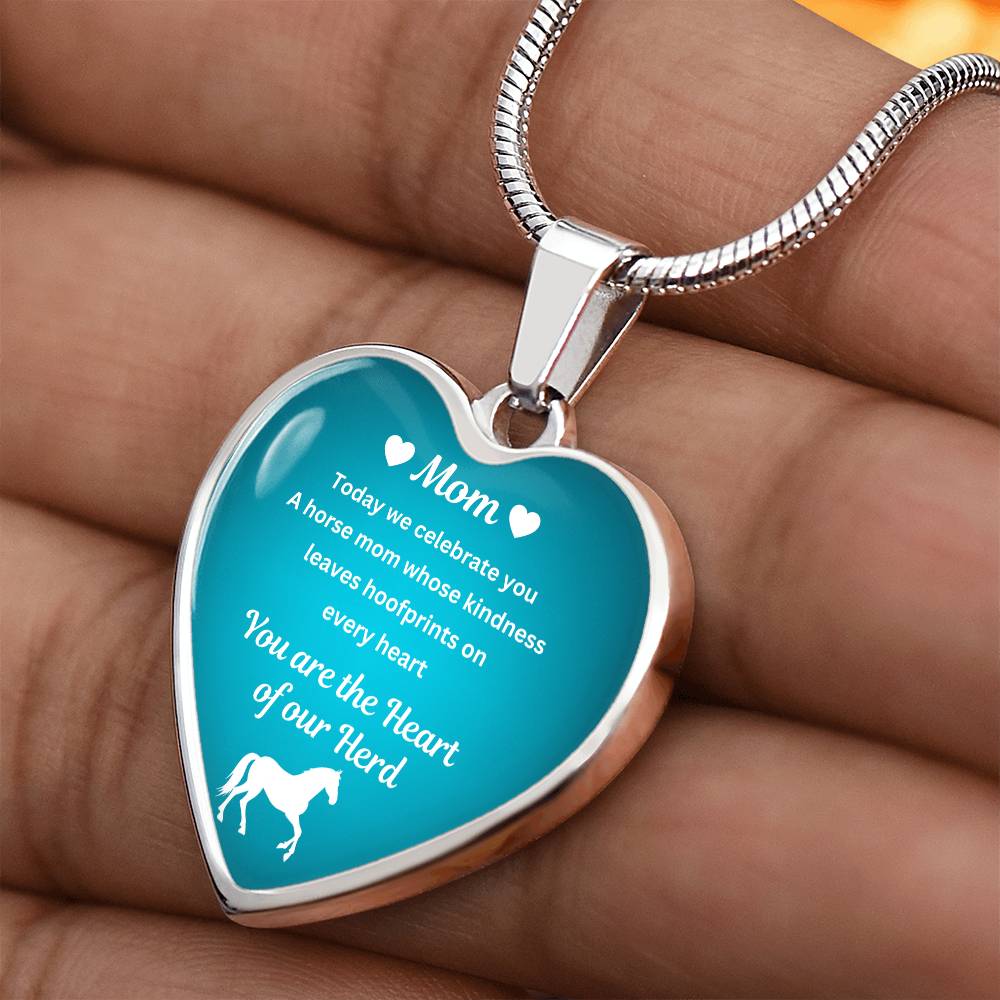 Custom Horse Mom Heart  Necklace – You Are The Heart Of Our Herd Gift for Mom