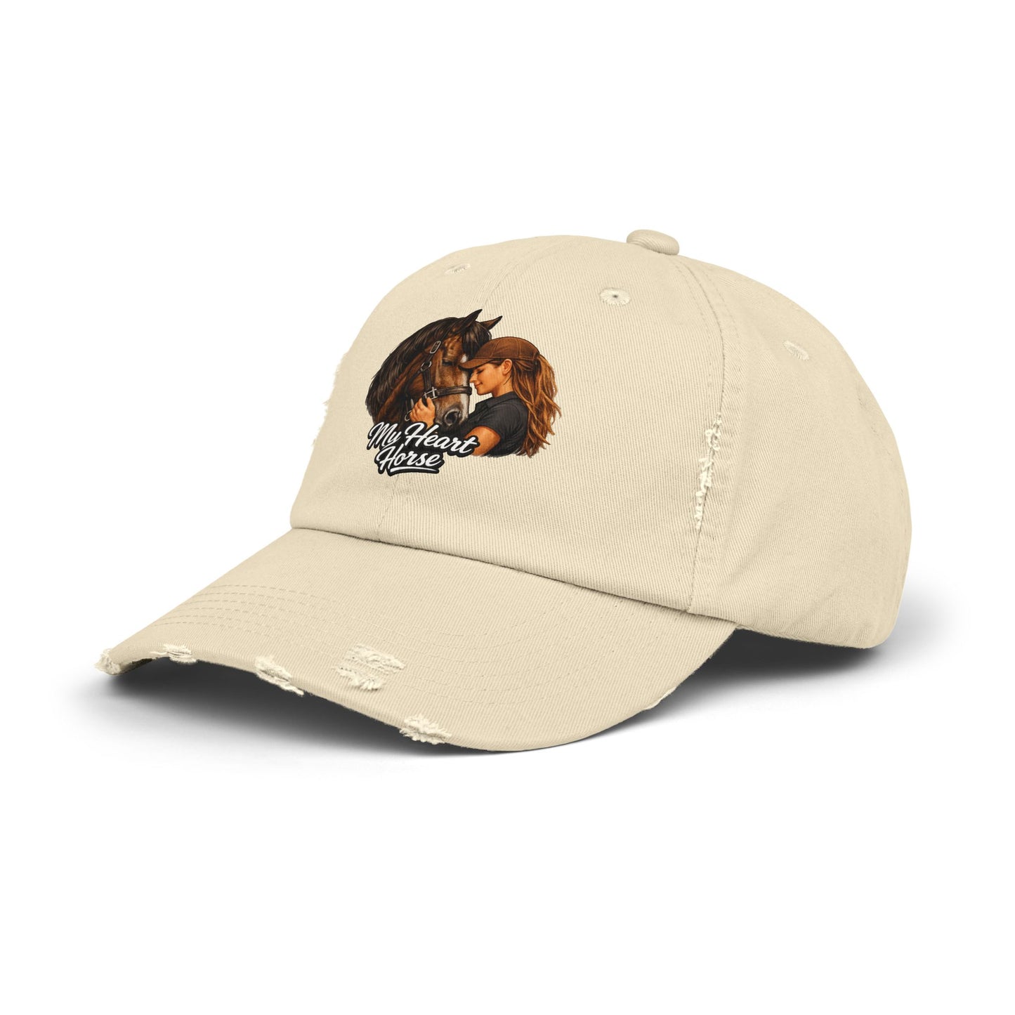 My Heart Horse Distressed Cap — Women's Equestrian Baseball Hat