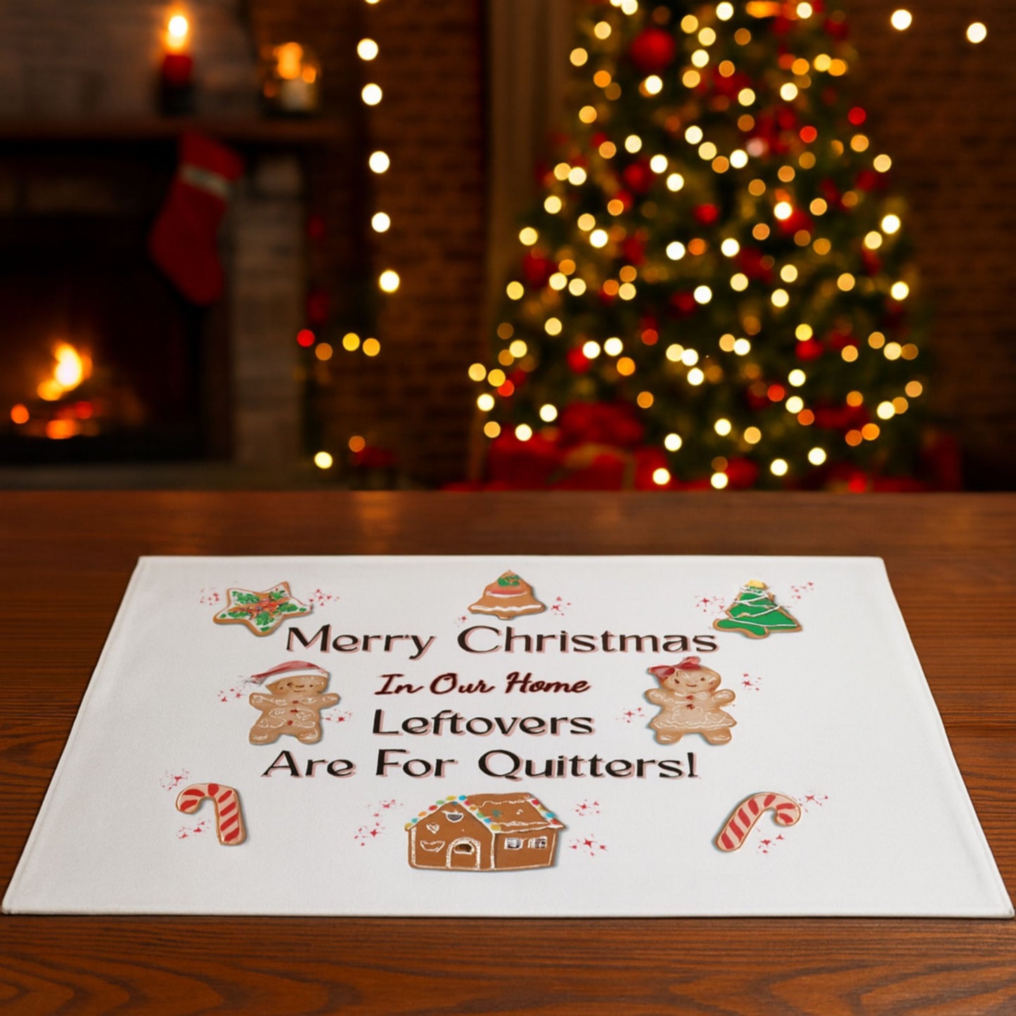 Leftovers for Quitters Placemat – Funny Christmas Holiday Table Decor