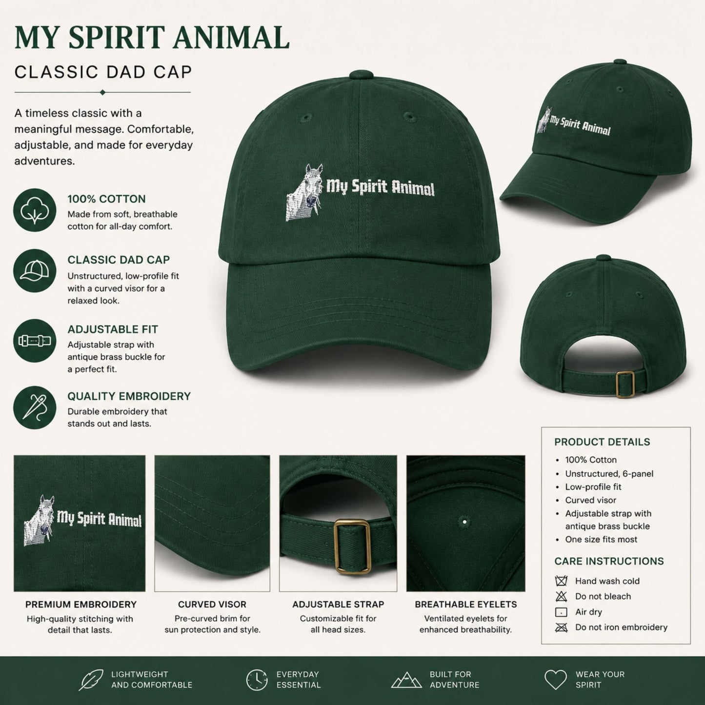 Emotional Support Animal Dad Cap — My Spirit Animal Embroidered Hat