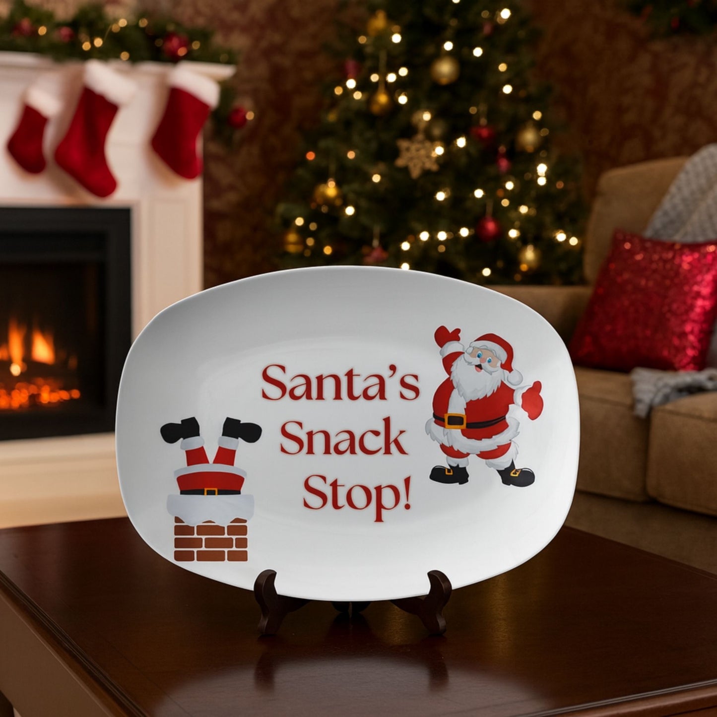 Christmas Serving Tray – Santa Snack Stop Festive Holiday Platter