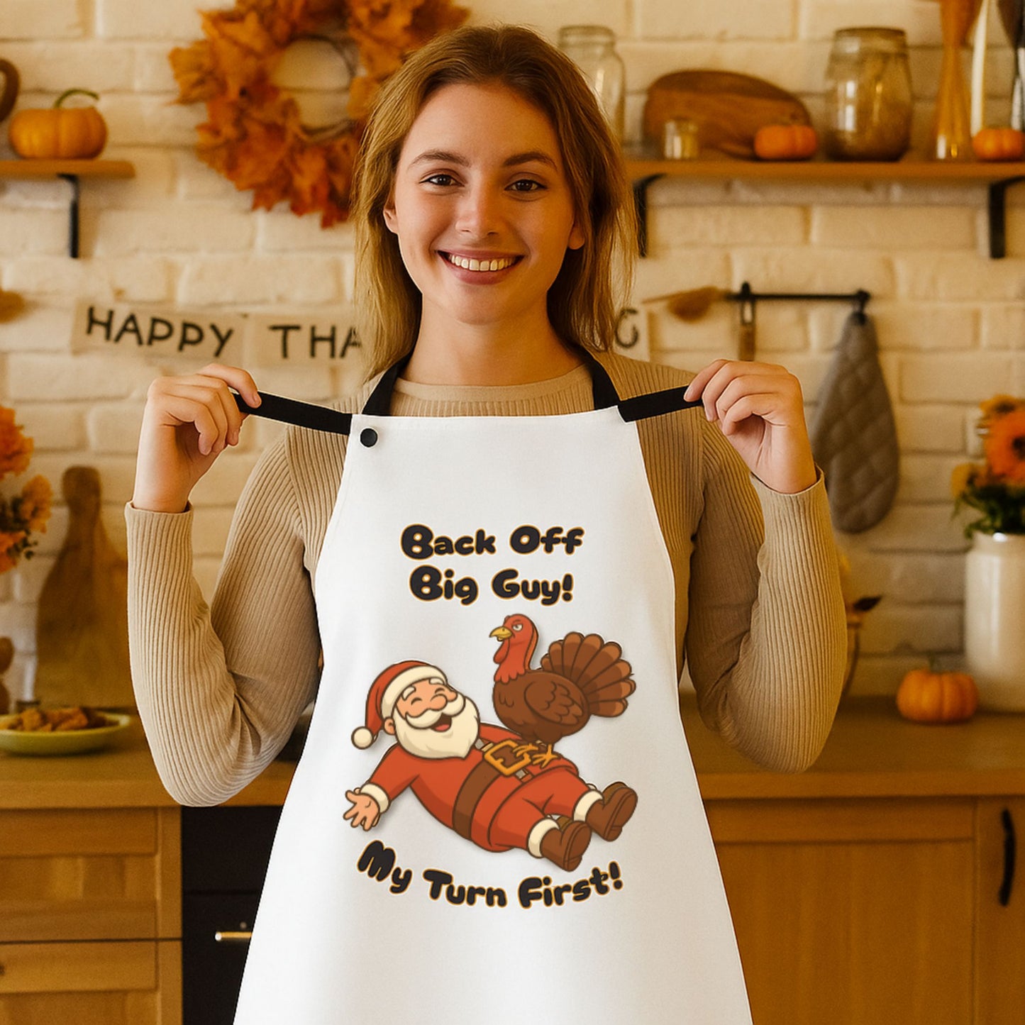 Back Off Big Guy Apron | Funny Cooking Apron | Thanksgiving Gifts