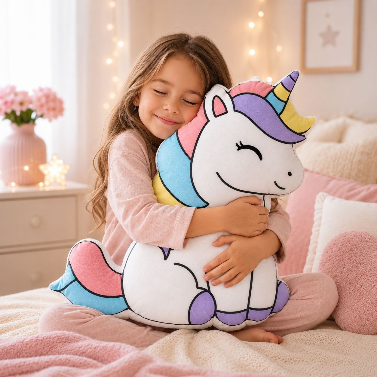 Rainbow Magical Unicorn Shaped Pillow | Cute Unicorn Pillow