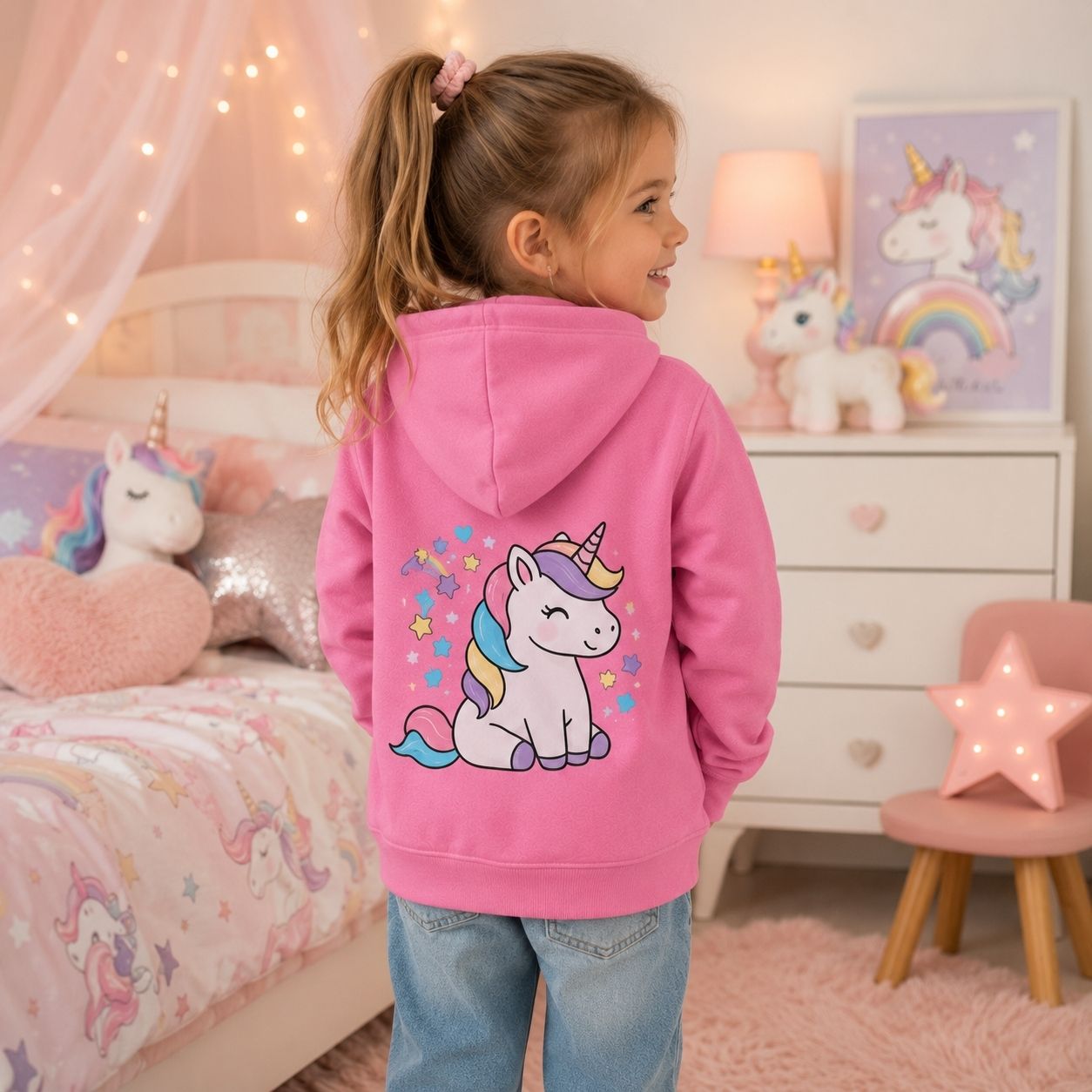 Kids Pink Unicorn Hoodie – Stay Magical Dream Big Pullover Sweatshirt