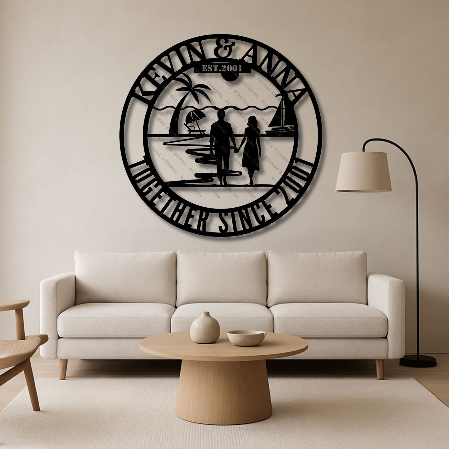 Custom Couple Anniversary Metal Sign | Personalized Monogram Wedding Gift