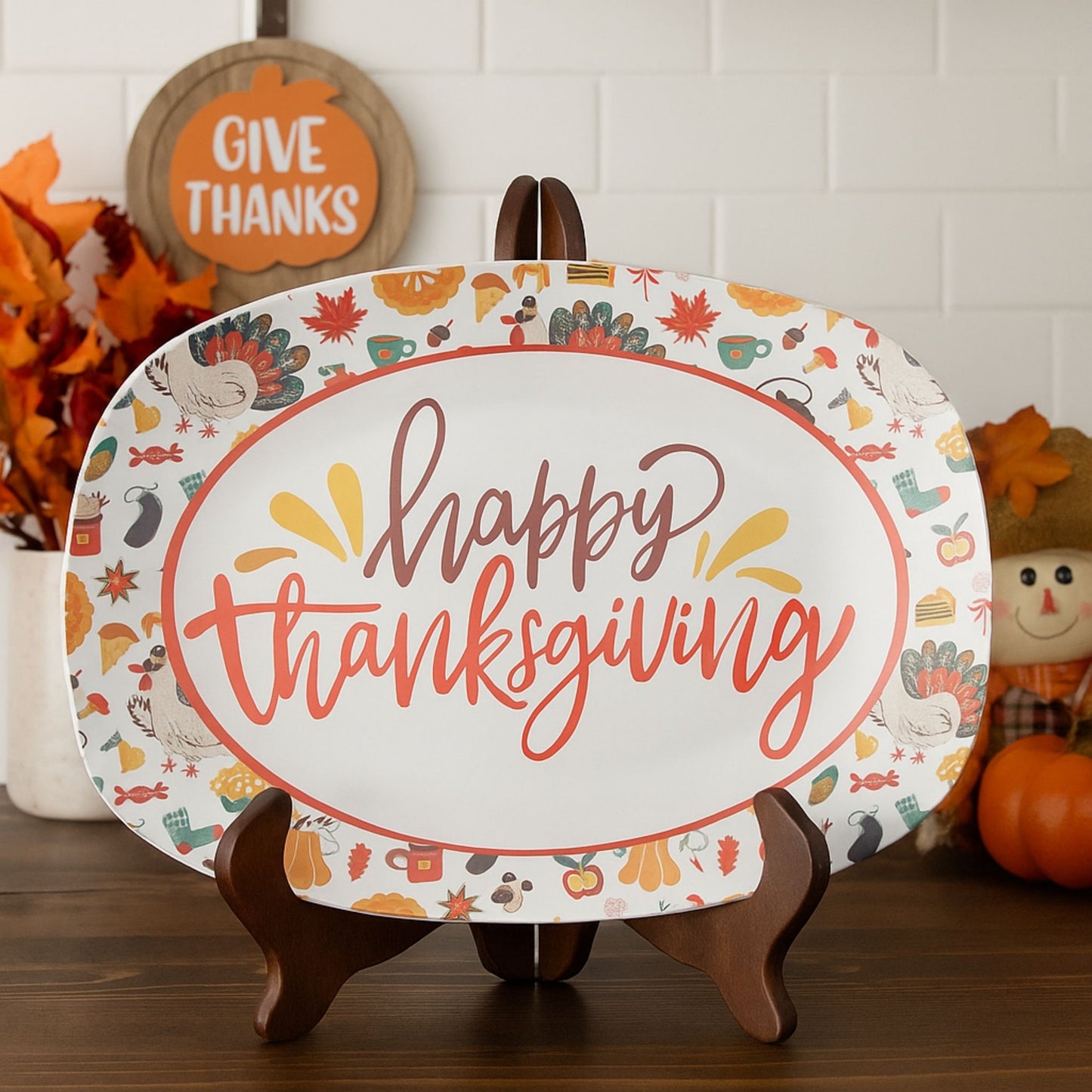 Happy Thanksgiving Serving Platter – Festive Fall Table Décor