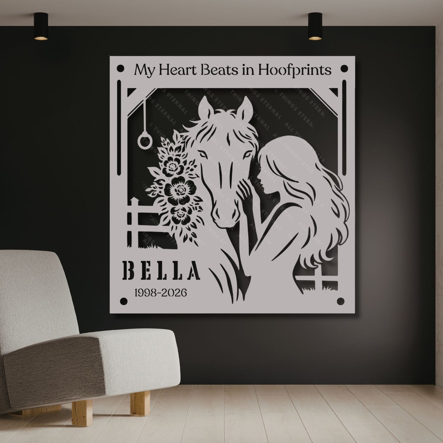 Personalized Horse Memorial Metal Sign – My Heart Beats in Hoofprints, Equestrian Wall Art Gift