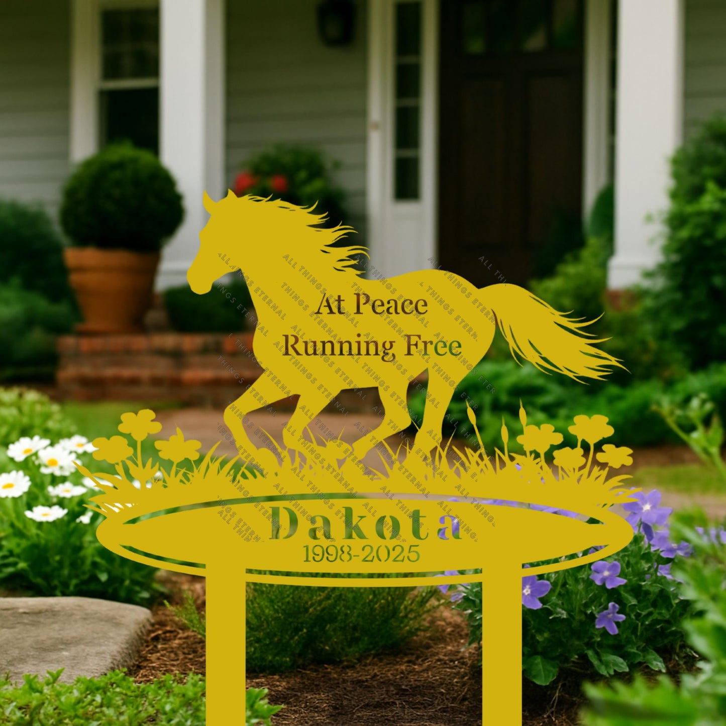 Personalized Horse Memorial Metal Garden Sign – Custom Name & Dates