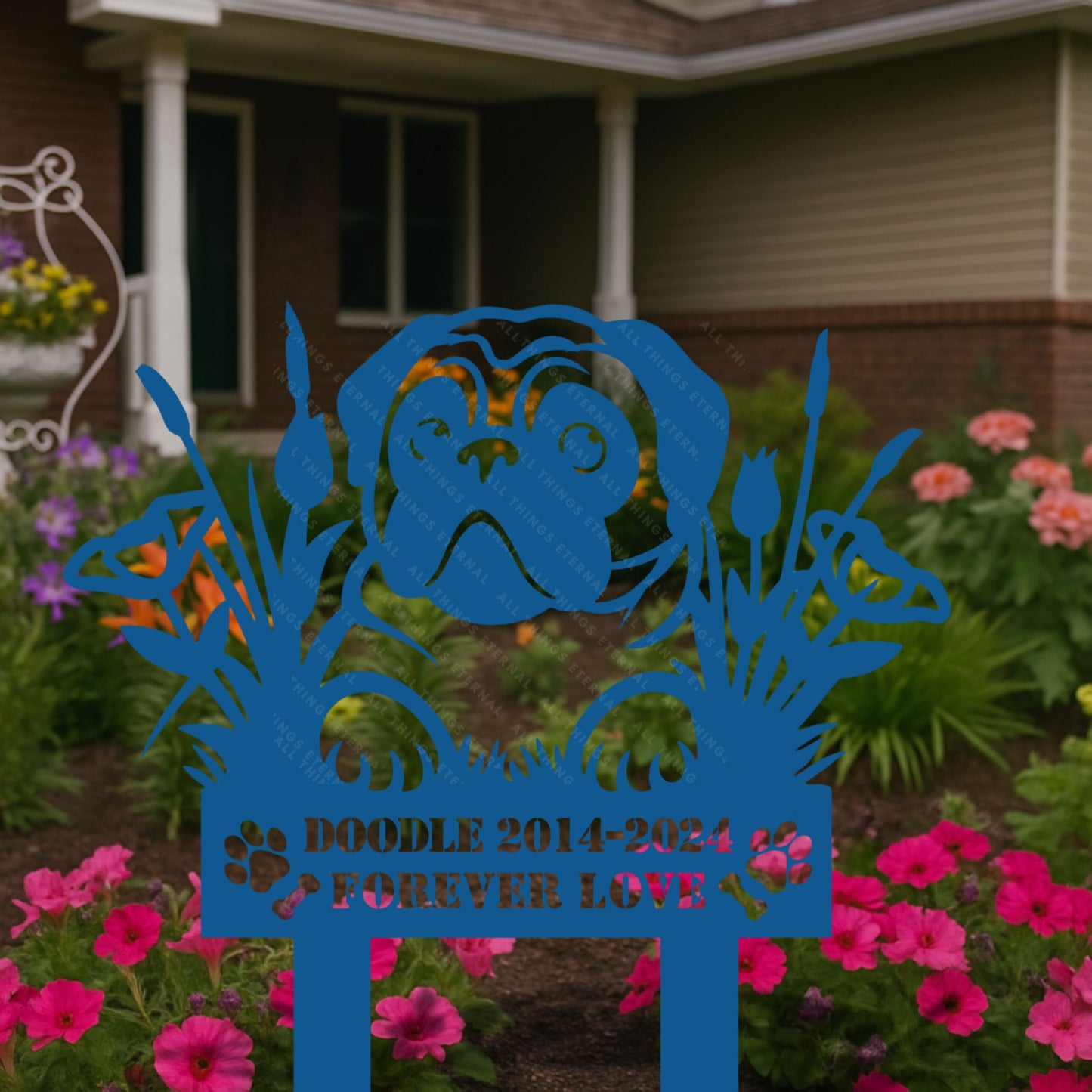 Personalized Pug Memorial Stake – Custom Metal Pet Grave Marker