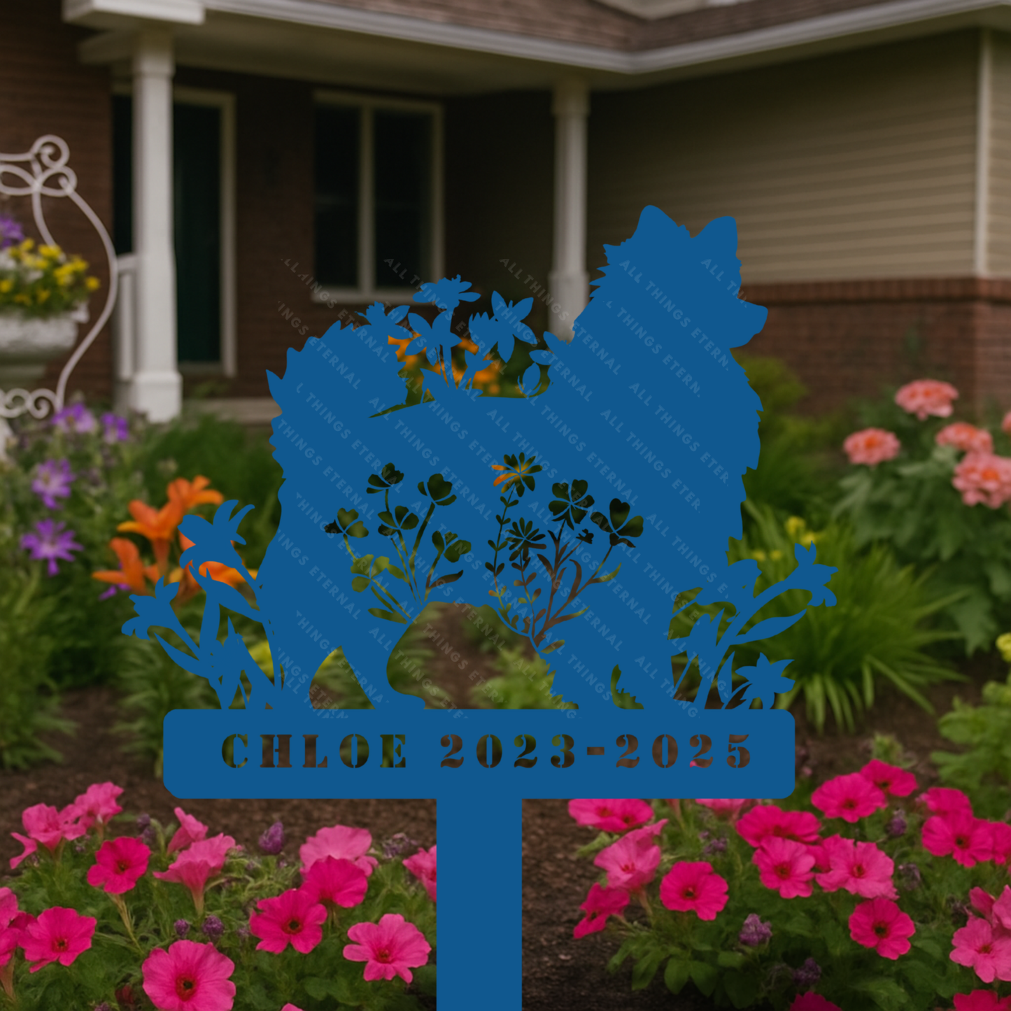 Pomeranian Custom Dog Memorial Stake – Personalized Metal Pet Garden Sign