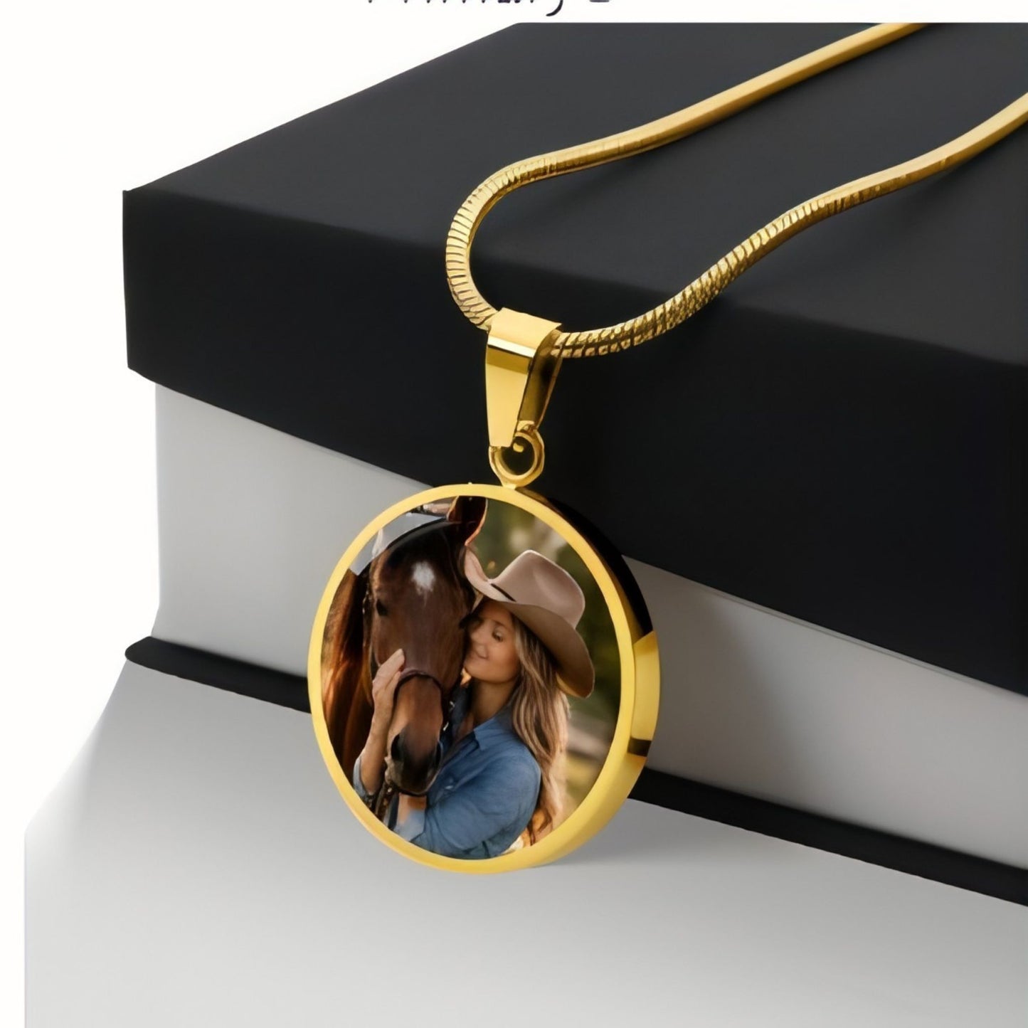 Personalized Horse Memorial Photo Circle Necklace – Remembrance Gift for Horse Lovers