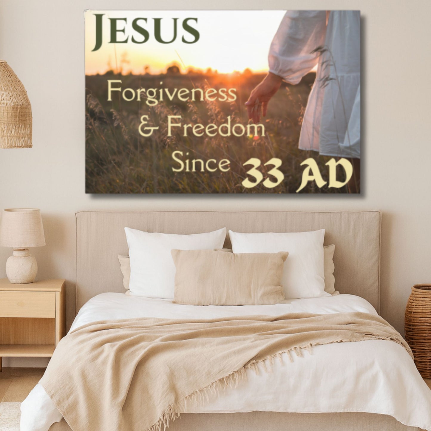 Jesus Forgiveness & Freedom Since 33 AD Christian Canvas Wall Art Gift