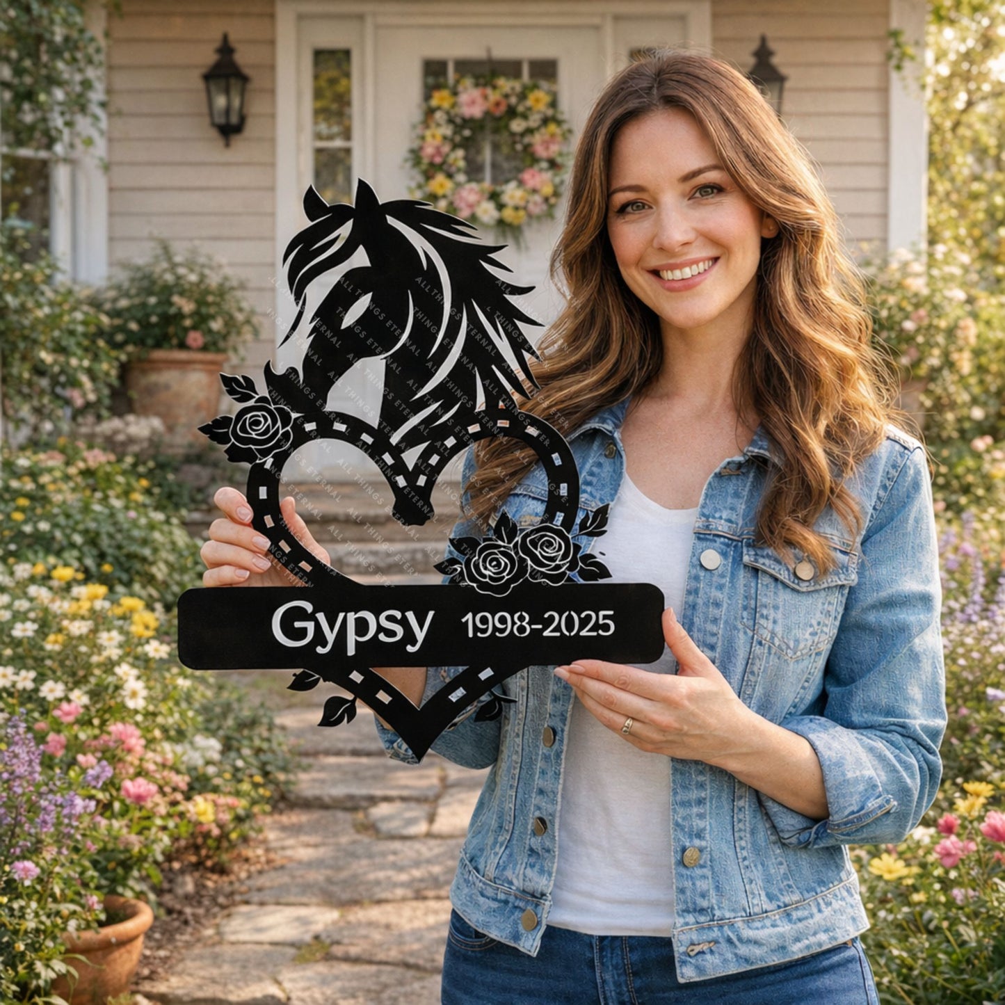 Personalized Horse Memorial Metal Sign – Custom Equine Tribute with Name & Dates