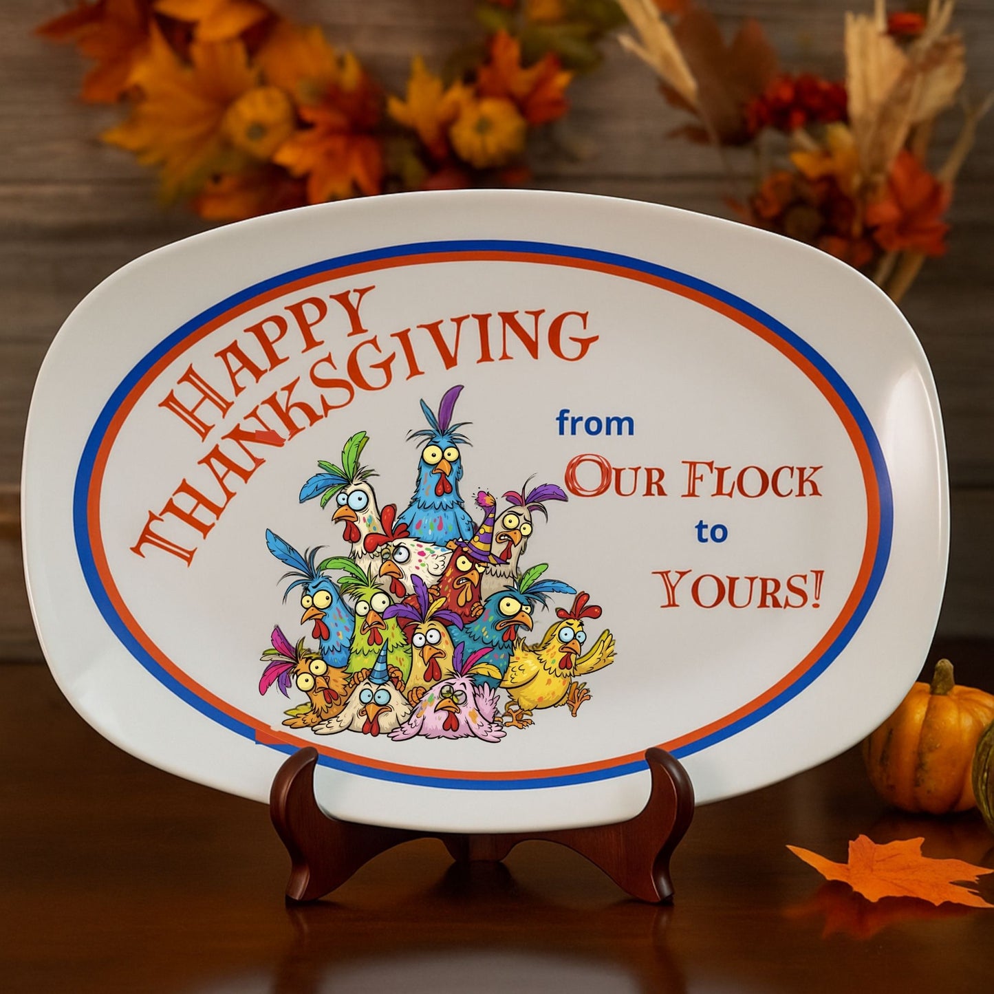 Funny Thanksgiving “From Our Flock to Yours” Serving Platter