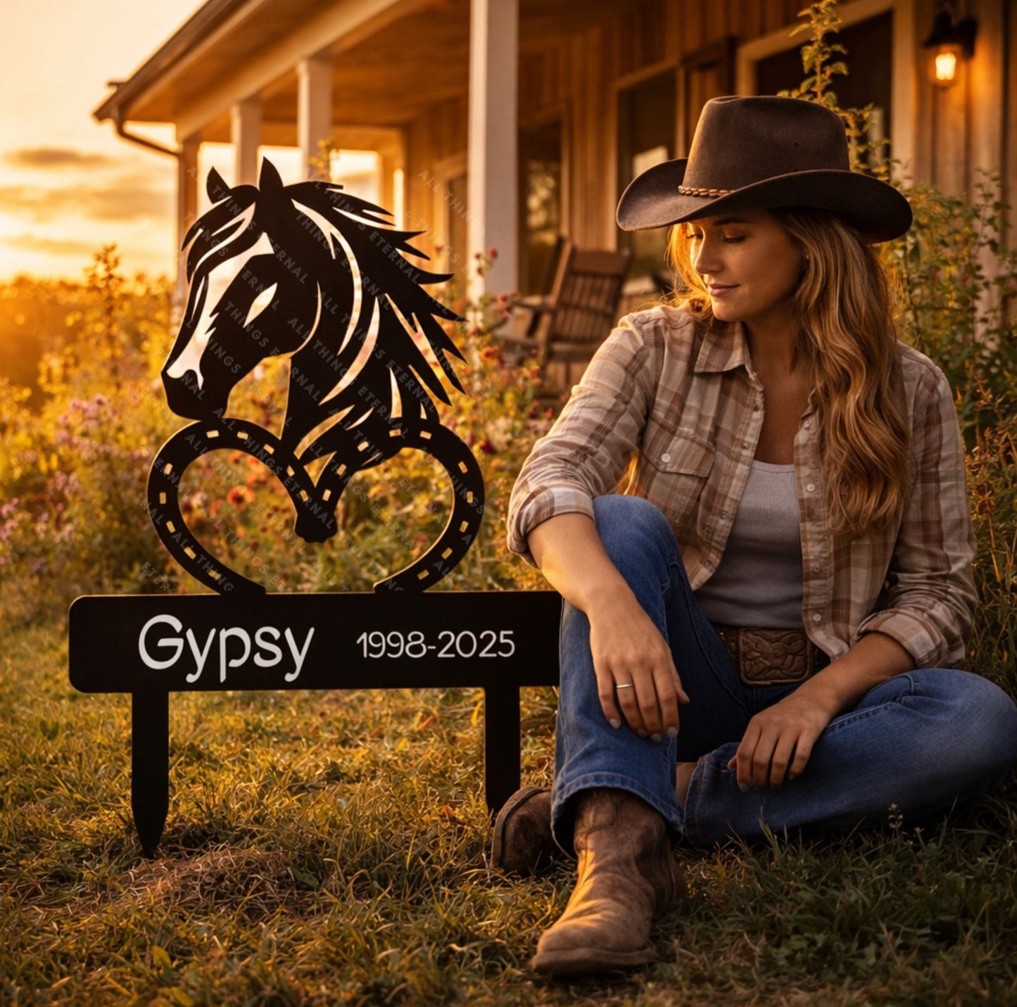 Personalized Horse Memorial Metal Sign – Custom Equine Tribute with Name & Dates