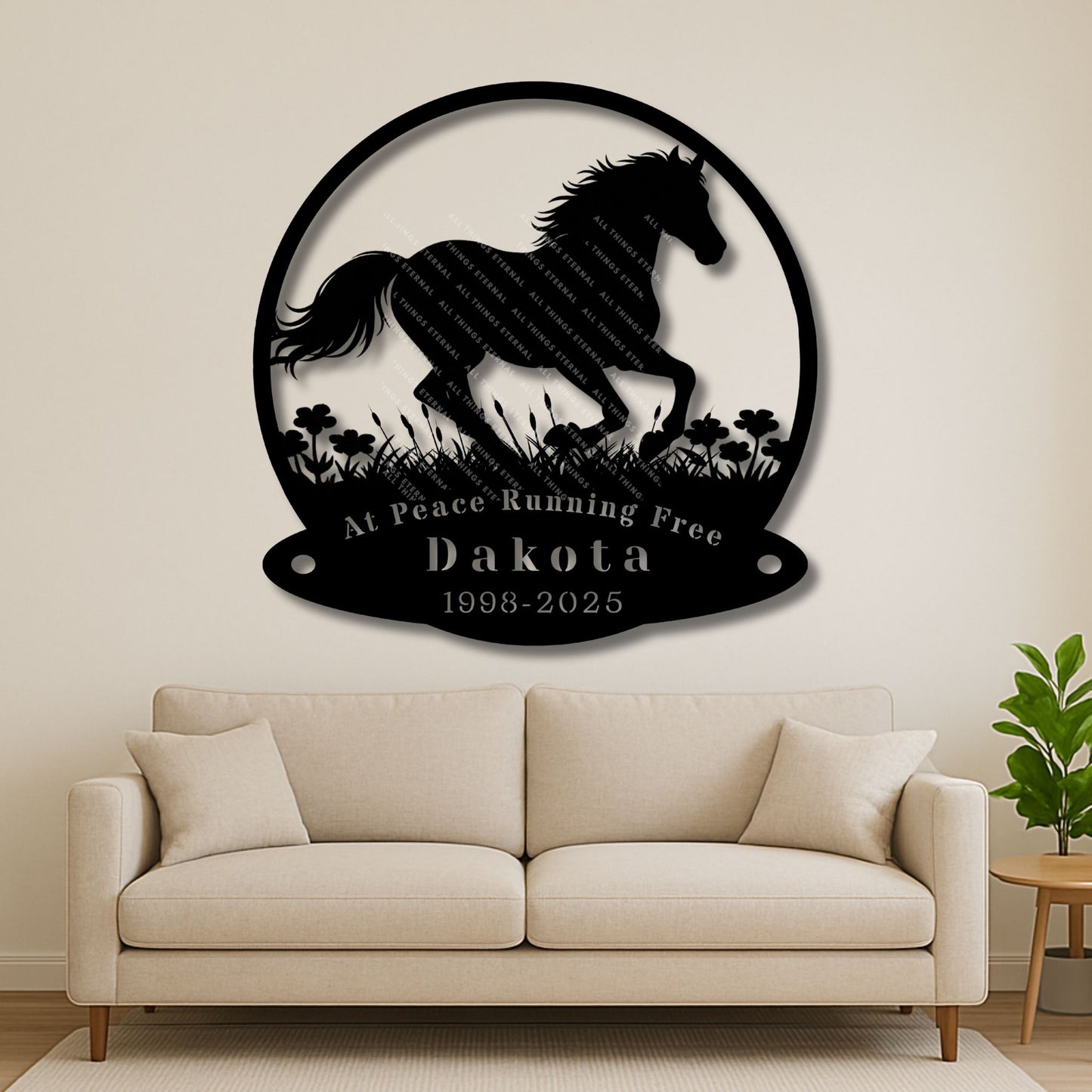 Custom Horse Memorial Metal Sign – Personalized Tribute with Name & Dates