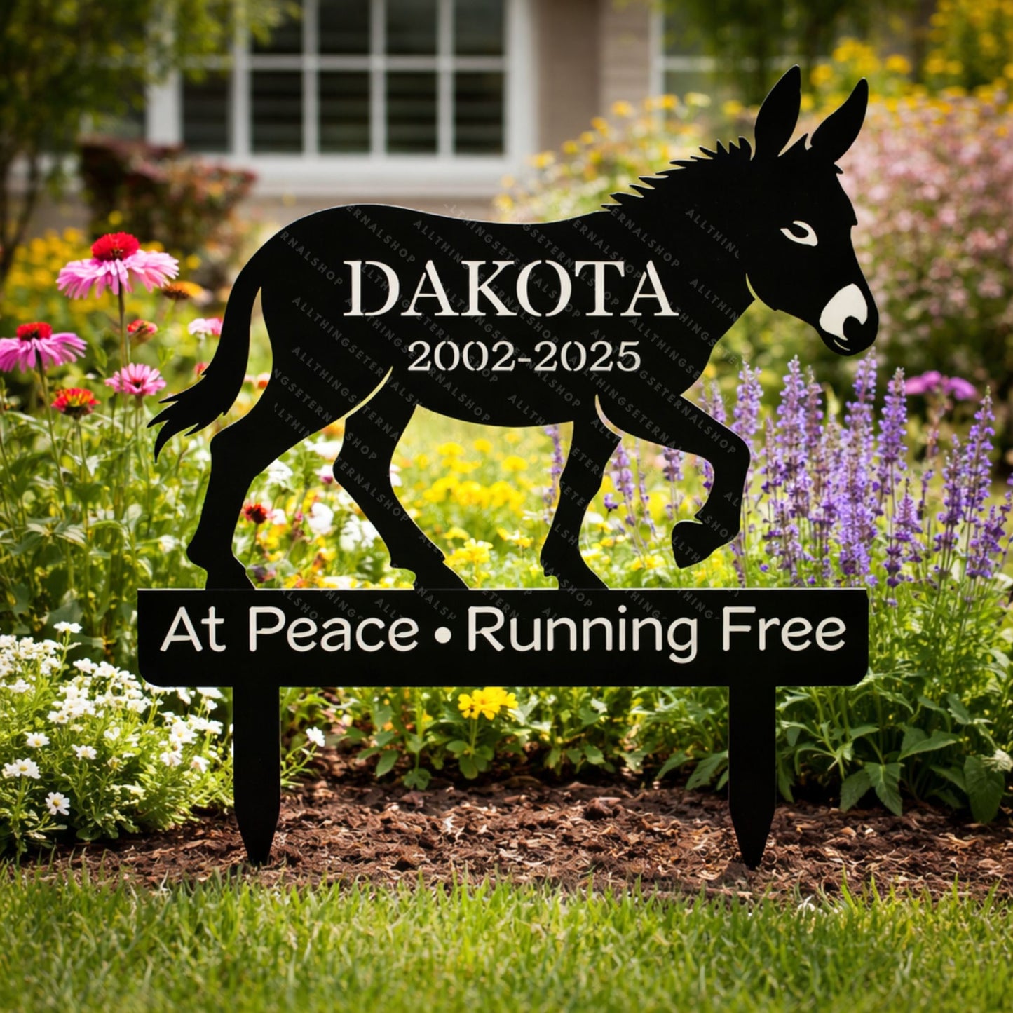 Personalized Donkey Memorial Metal Garden Yard Sign Decor