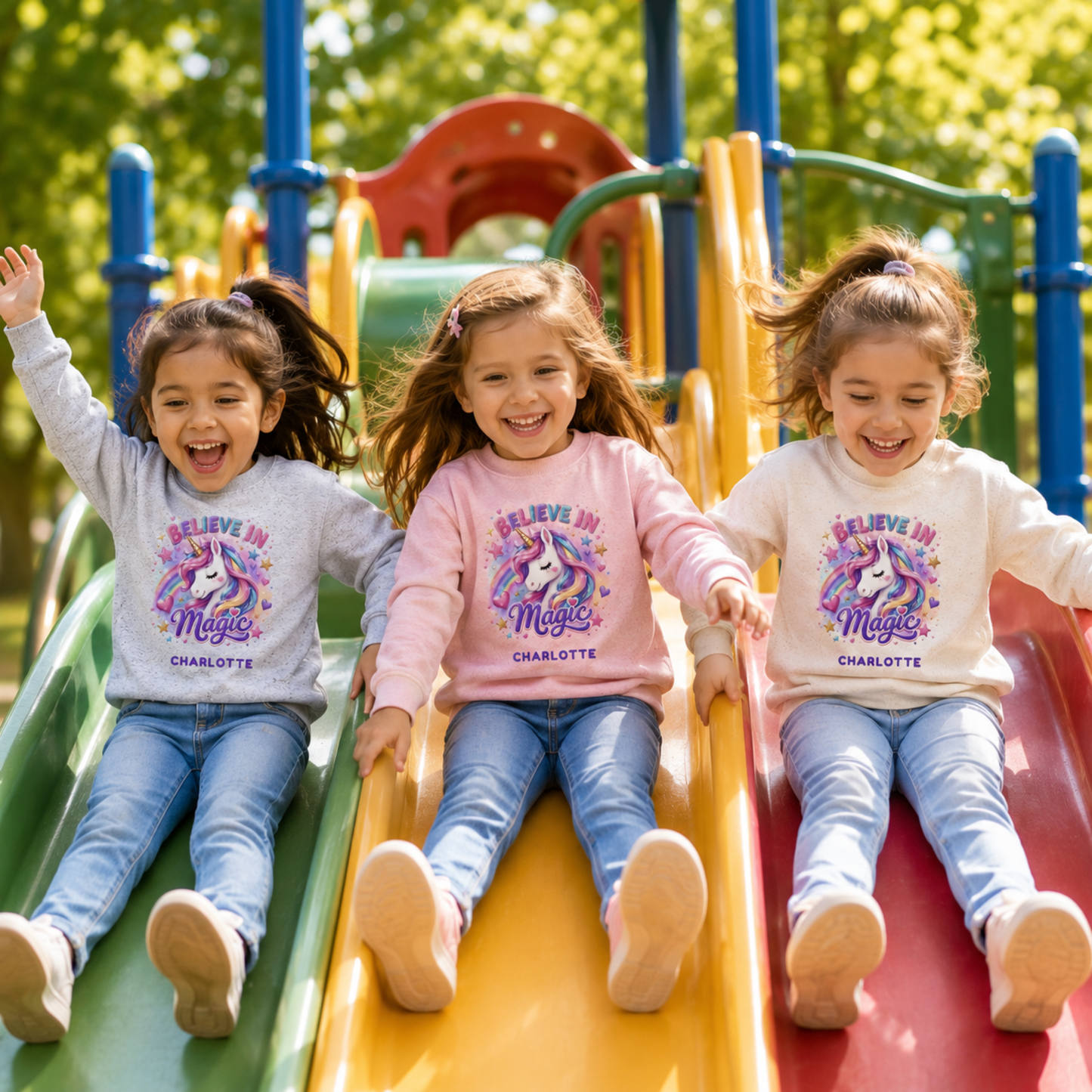 Personalized "Believe in Magic" Unicorn Toddler Crewneck Sweatshirt