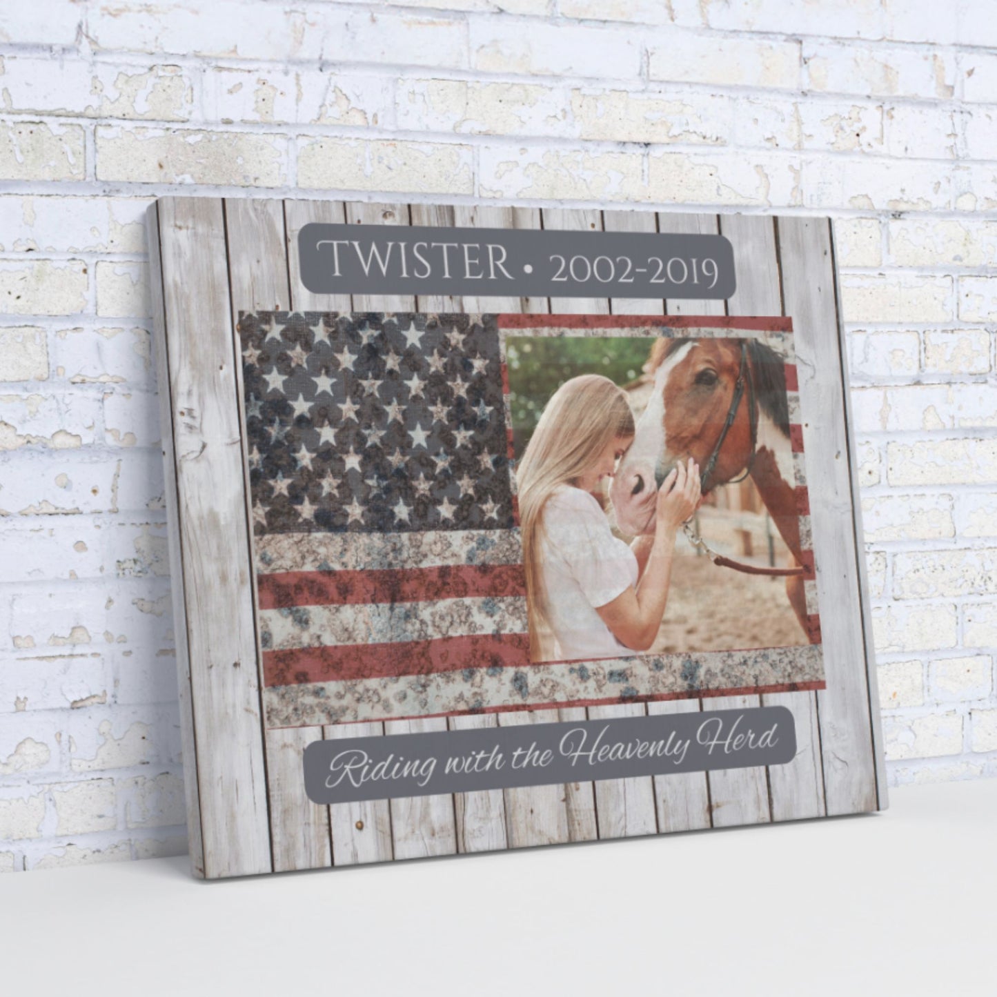 Horse Memorial Canvas Wall Art – Custom Photo & Name Tribute Gift