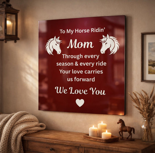 To My Horse Ridin' Mom Wall Mounted Metal Print – Mother's Day Gift for Horse Lovers