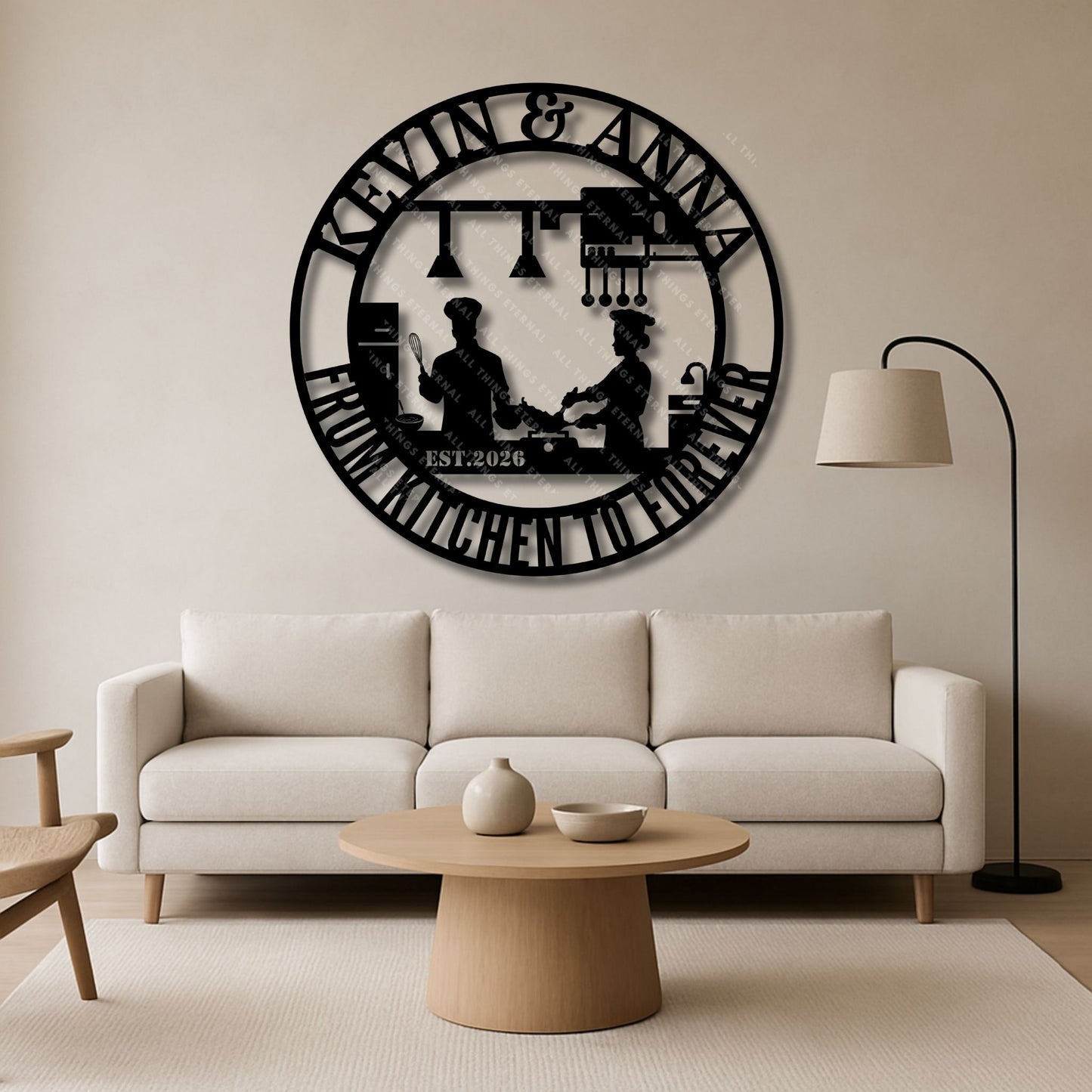 Chef Couple Metal Wall Art – Personalized Wedding & Anniversary Gift