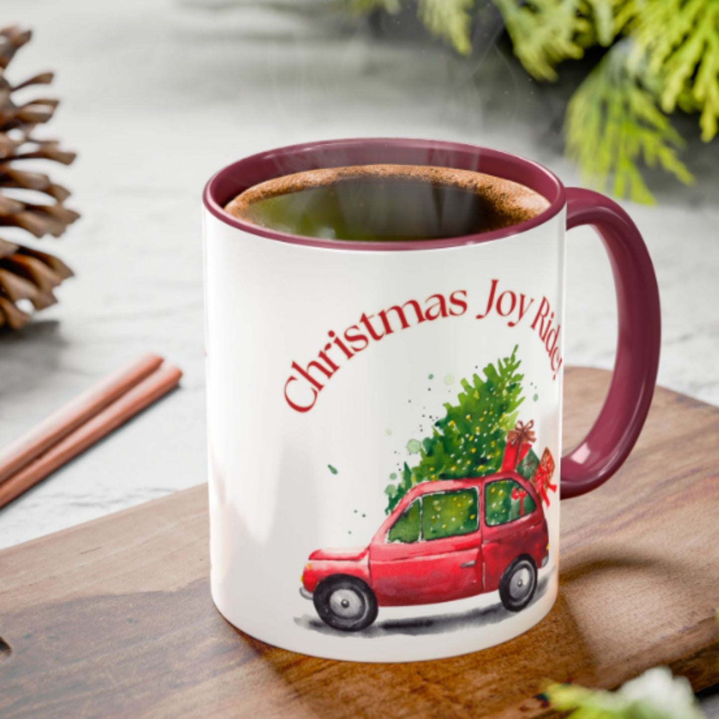 Christmas Joy Ride Mug | Festive Santa Two-Tone Coffee Cup