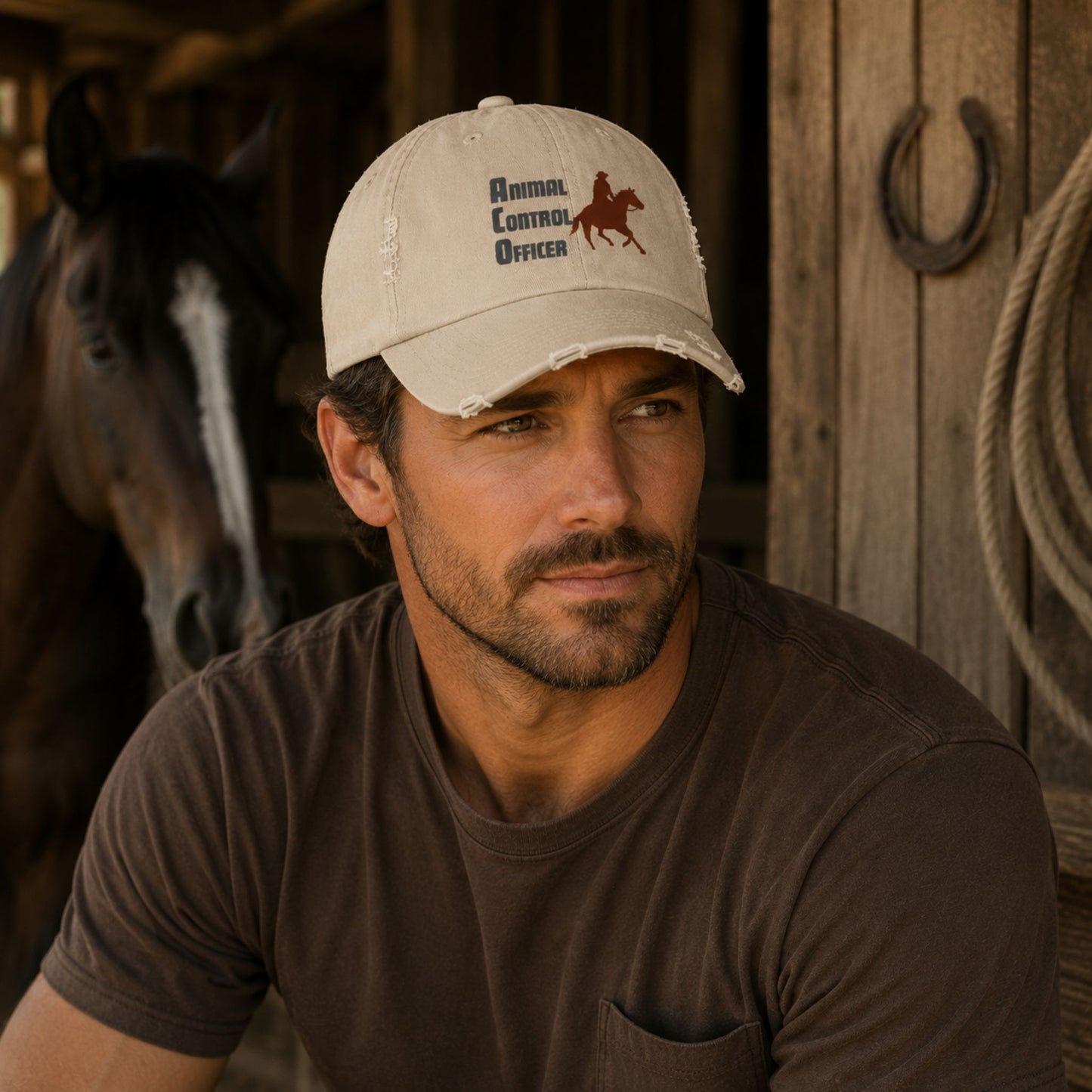 Animal Control Officer Distressed Cap — Cowboy & Horse Lovers Hat