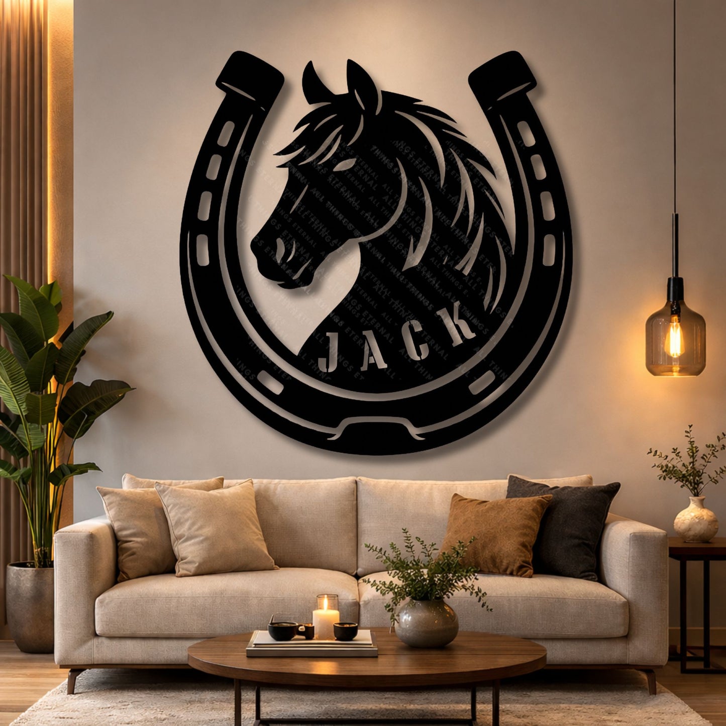 Personalized Horseshoe Metal Stall Sign, Custom Horse Name Barn Decor