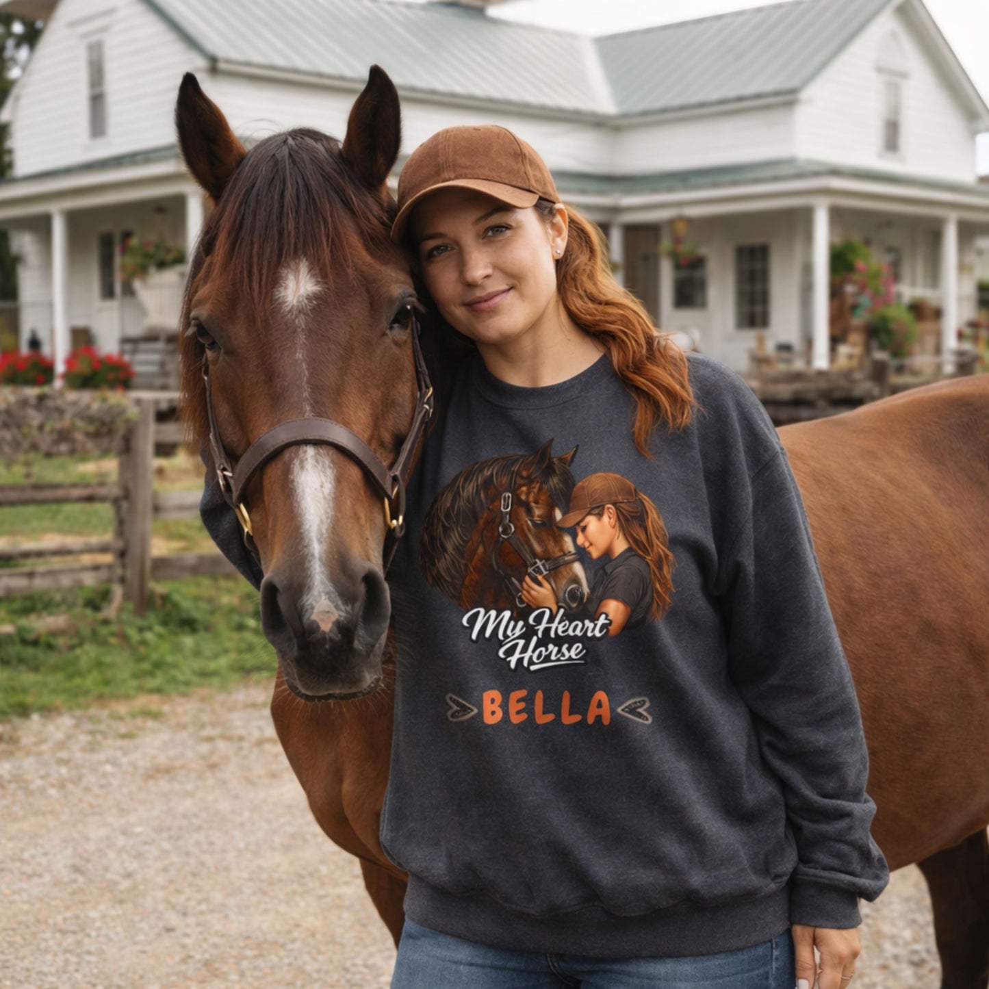 My Heart Horse Personalized Crewneck Sweatshirt for Women