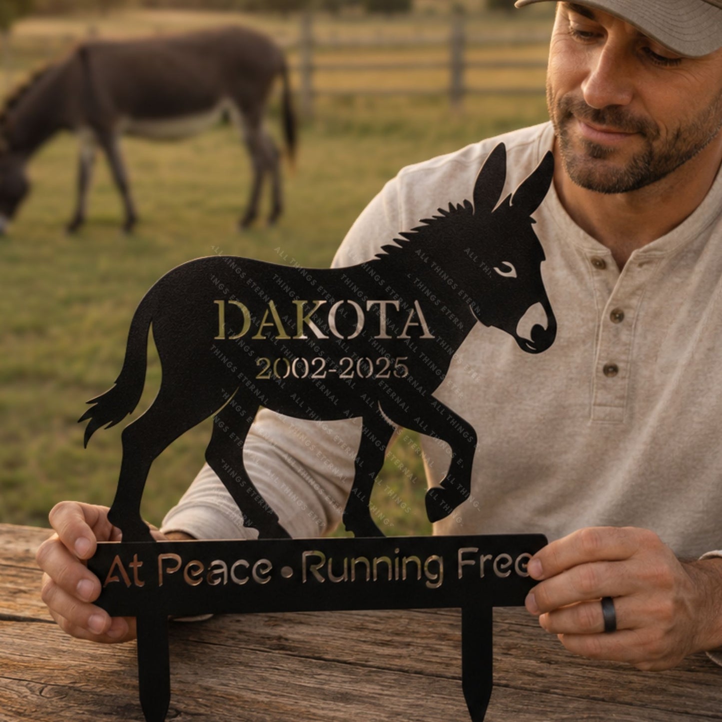 Personalized Donkey Memorial Metal Garden Yard Sign Decor