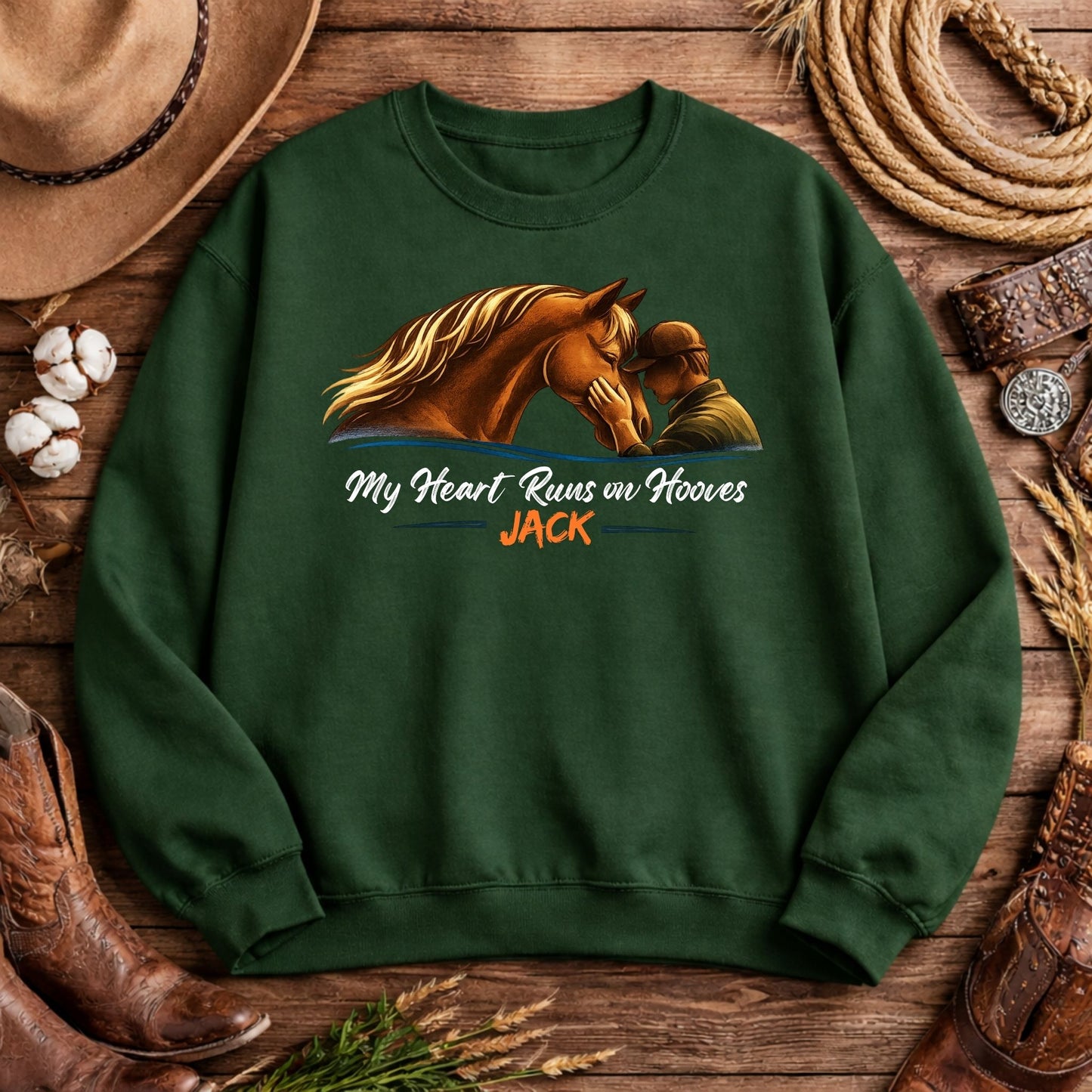 Personalized My Heart Runs on Hooves Sweatshirt for Men