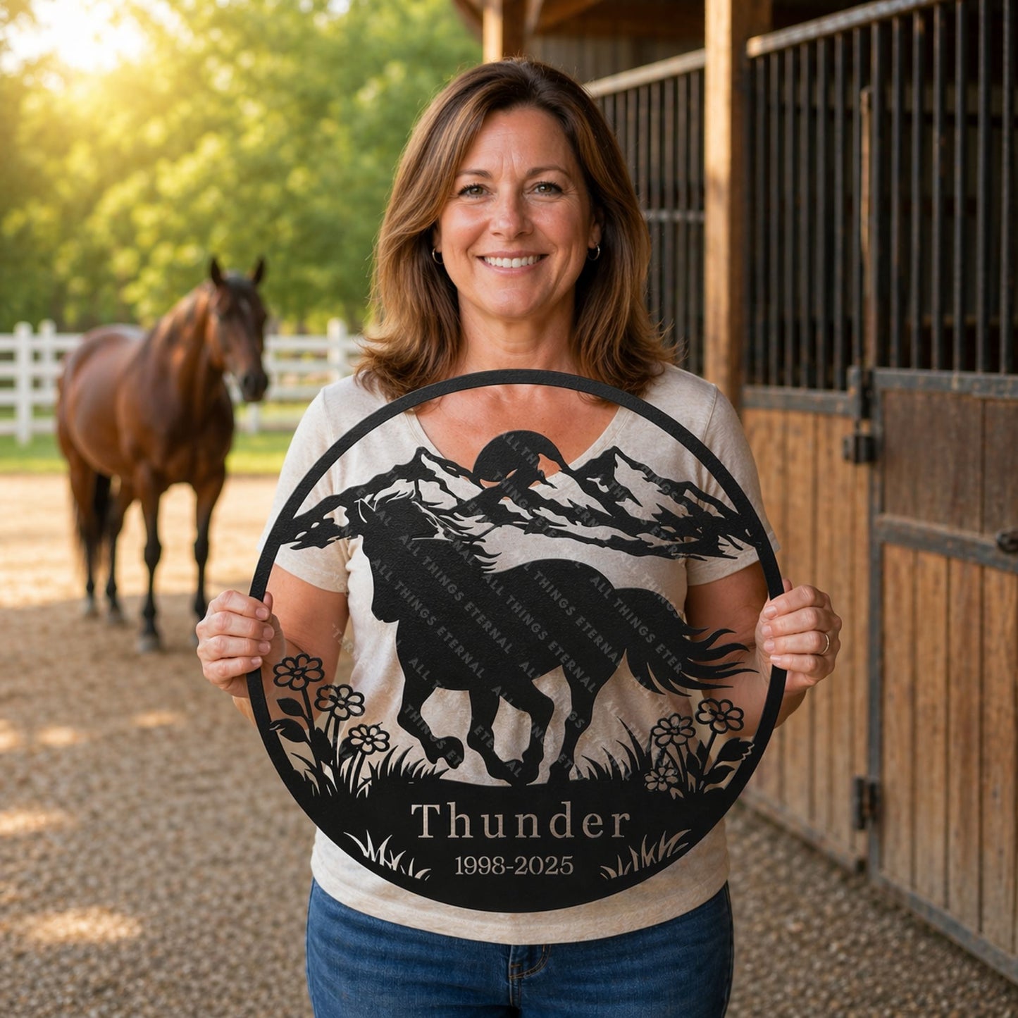 Personalized Horse Memorial Metal Sign – Custom Engraved Tribute Gift
