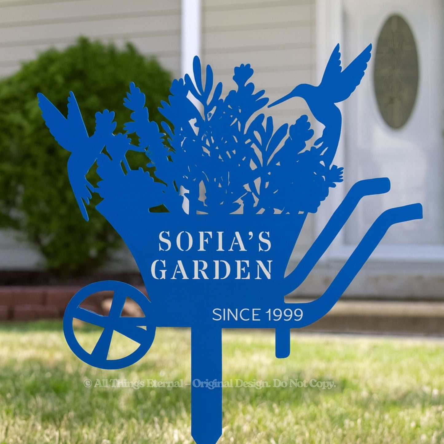 Personalized Bird & Flowers Garden Sign – Custom Metal Family Yard Stake